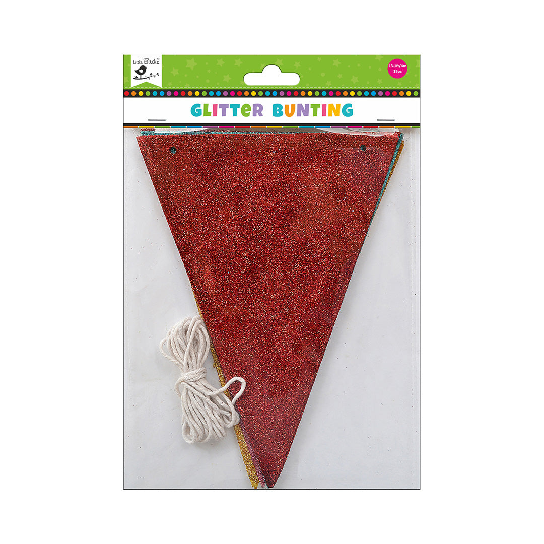 Handmade Paper Glitter Bunting 2.5M Thread 15Pcs Lb