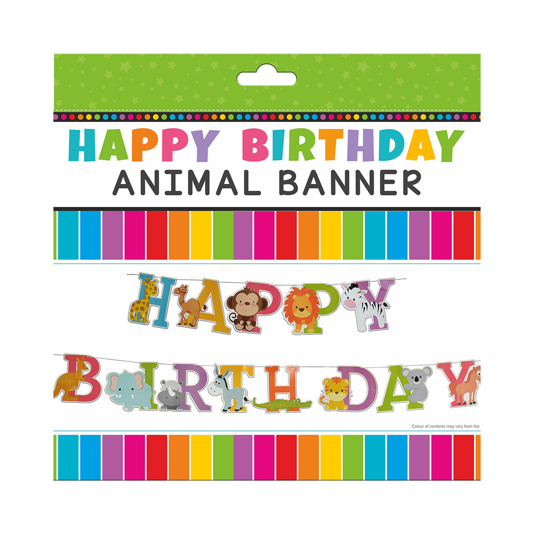 Happy Birthday Animal Banner 13Pc & 4M Thread Lb