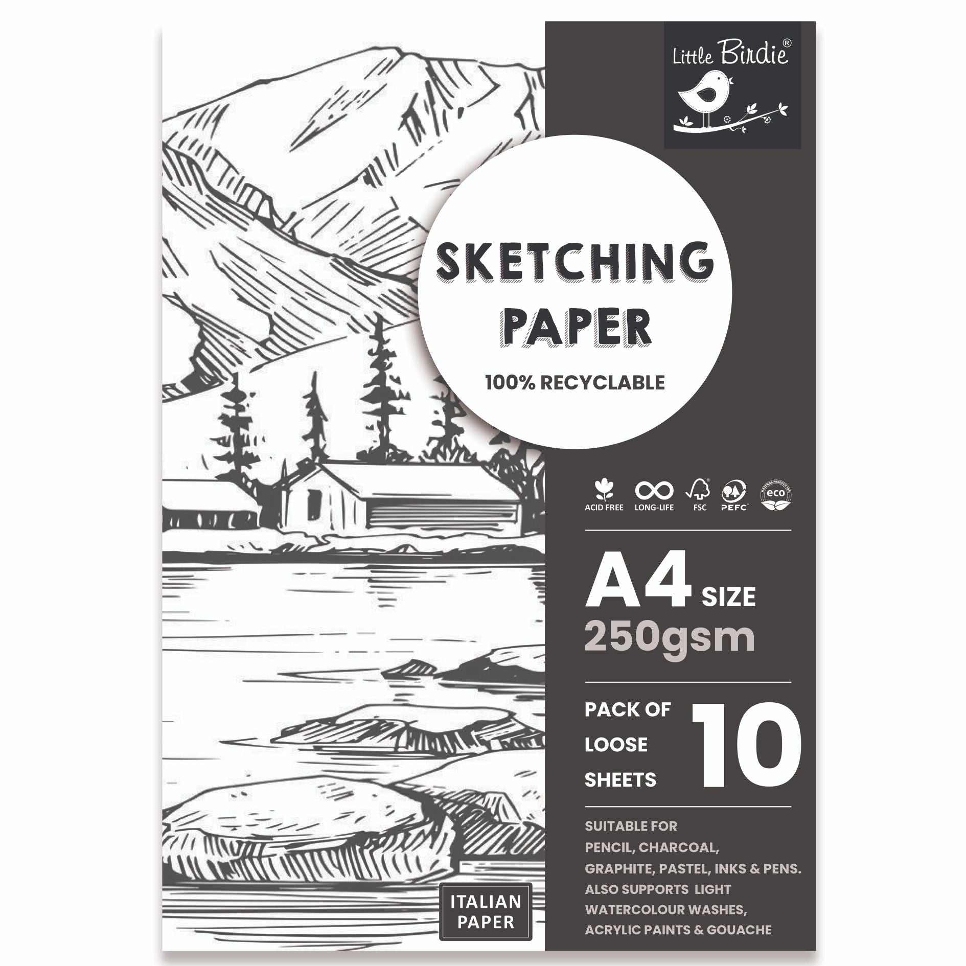 Sketching Paper A4 Size 250 Gsm Pack Of 10 Sheets Pb Lb