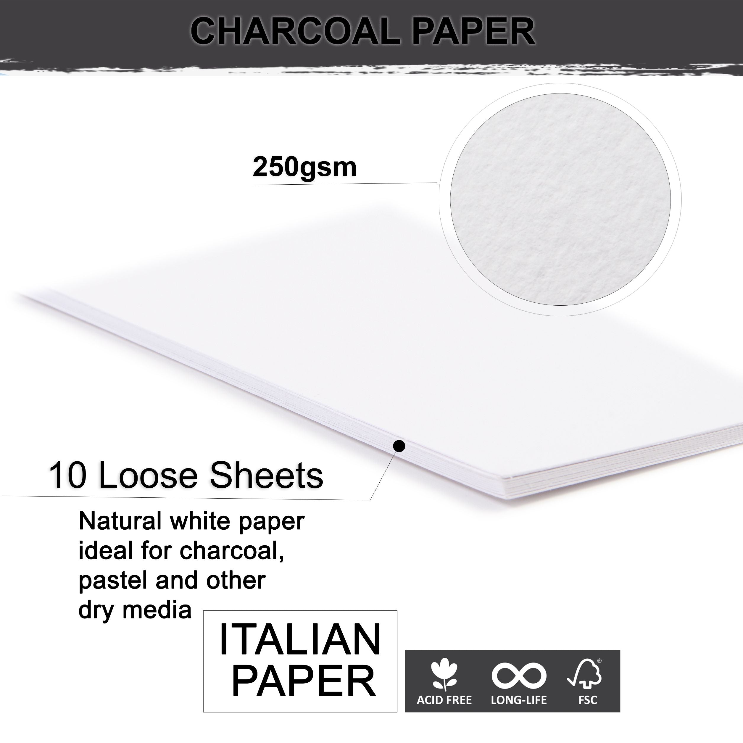 Charcoal Paper A4 Size 250 Gsm Pack Of 10 Sheets