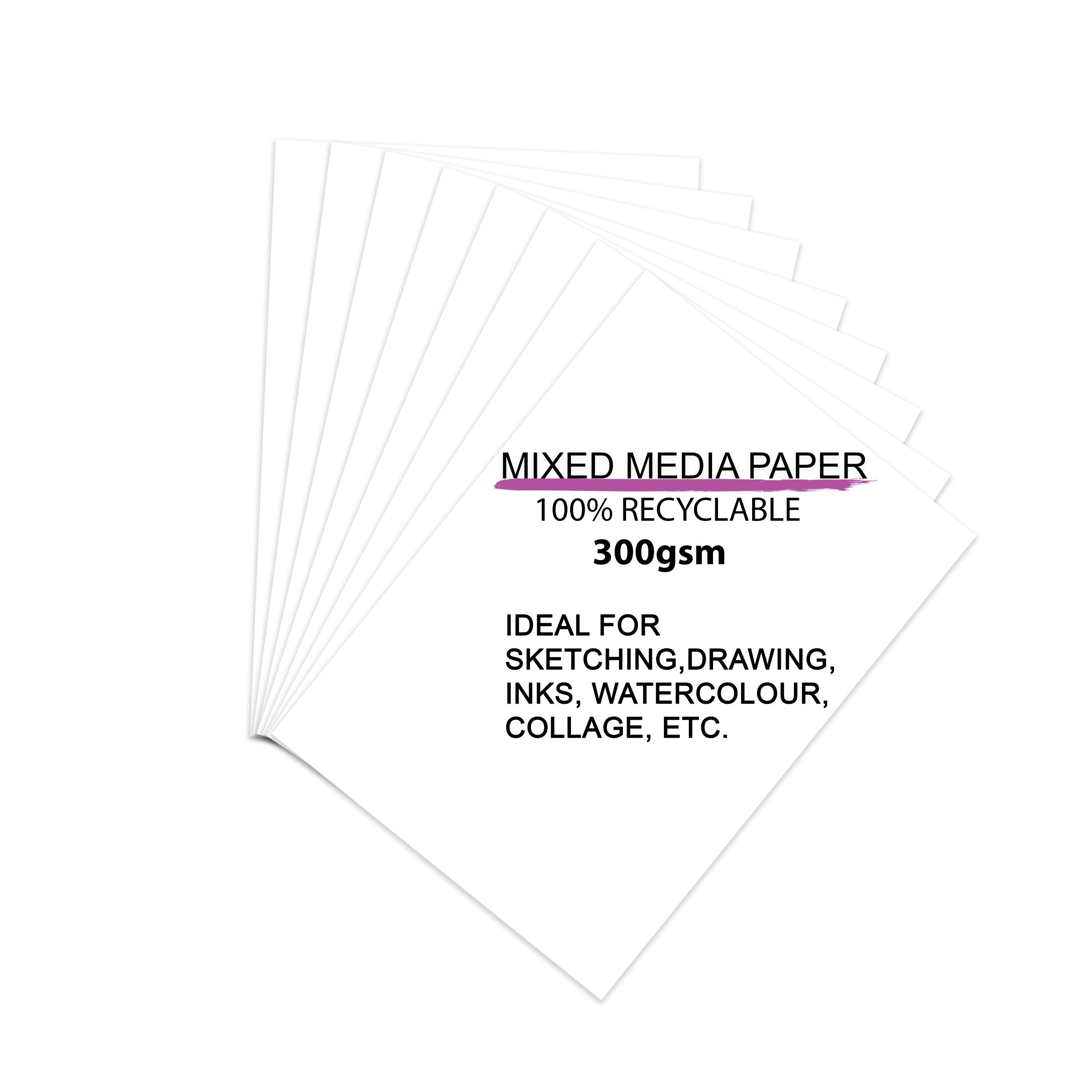 Mixed Media Paper A4 Size 250 Gsm Pack Of 8 Sheets