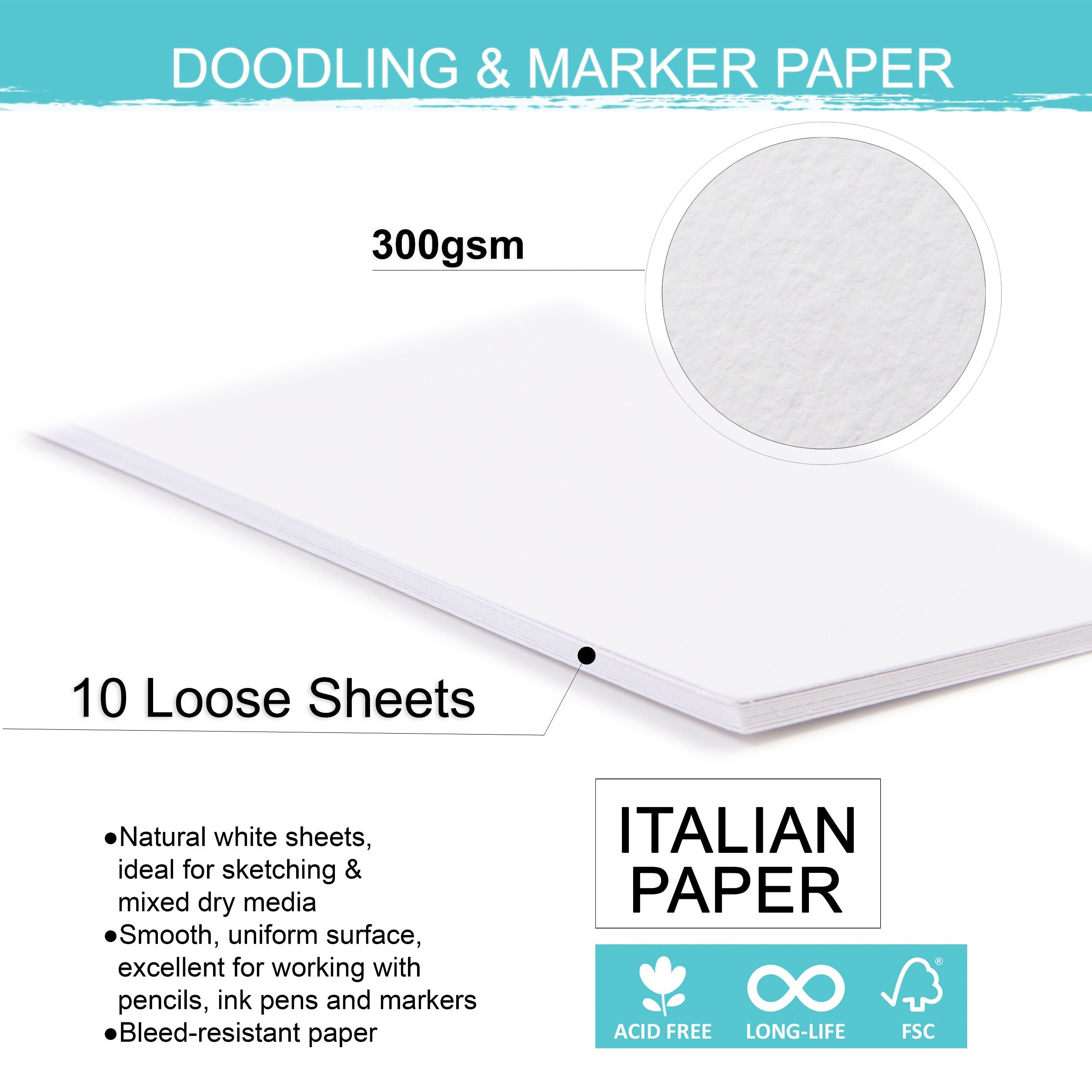 Doodling And Marker Paper A4 Size 300 Gsm Pack Of 10 Sheets Pb Lb