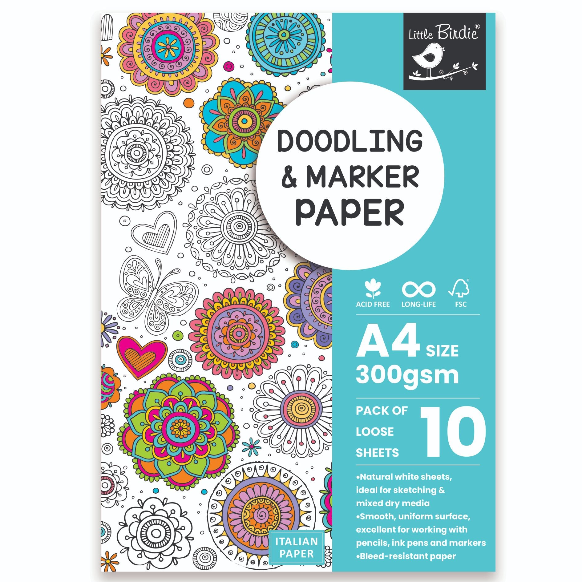 Doodling And Marker Paper A4 Size 300 Gsm Pack Of 10 Sheets Pb Lb