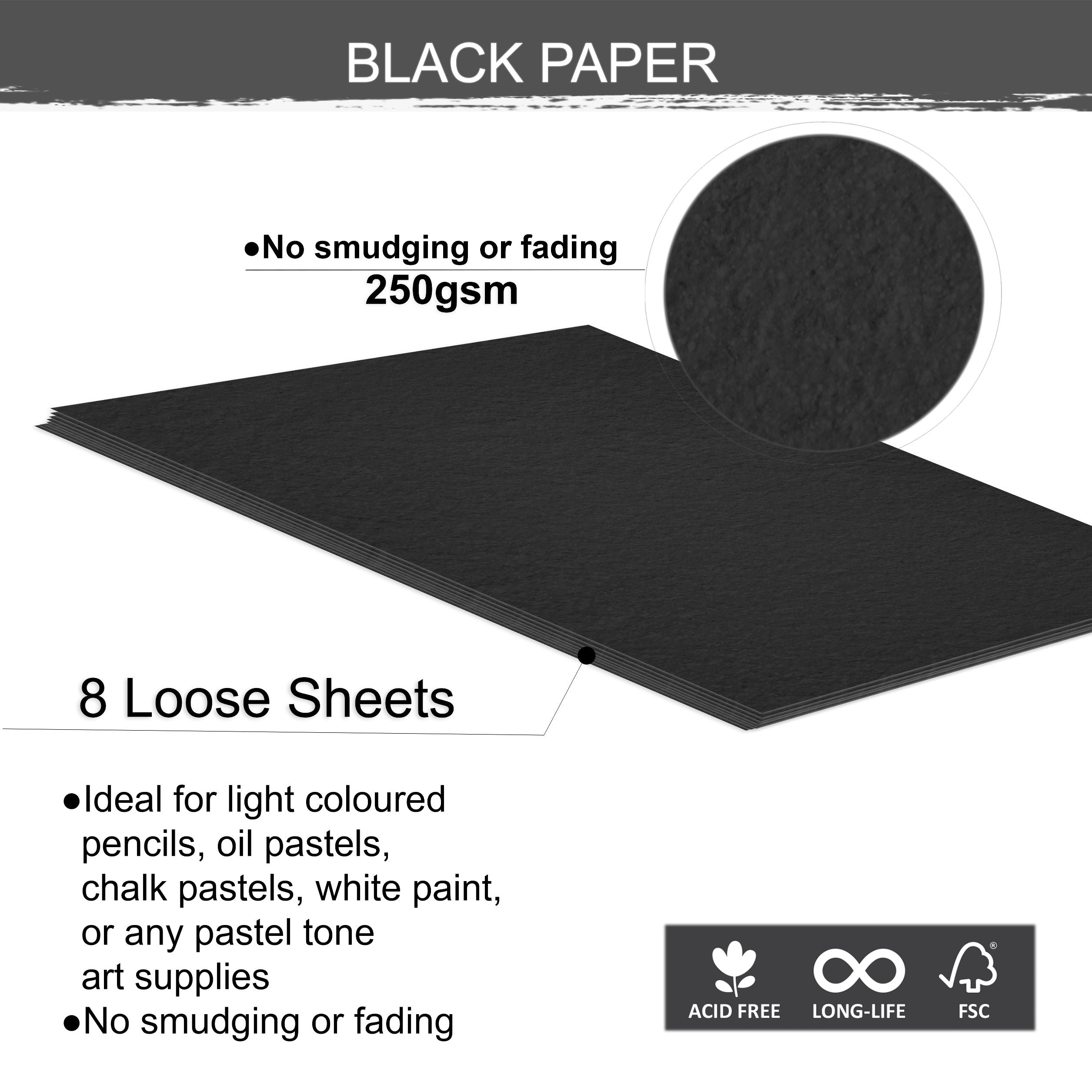 Black Paper A4 Size 250 Gsm Pack Of 8 Sheets Pb Lb