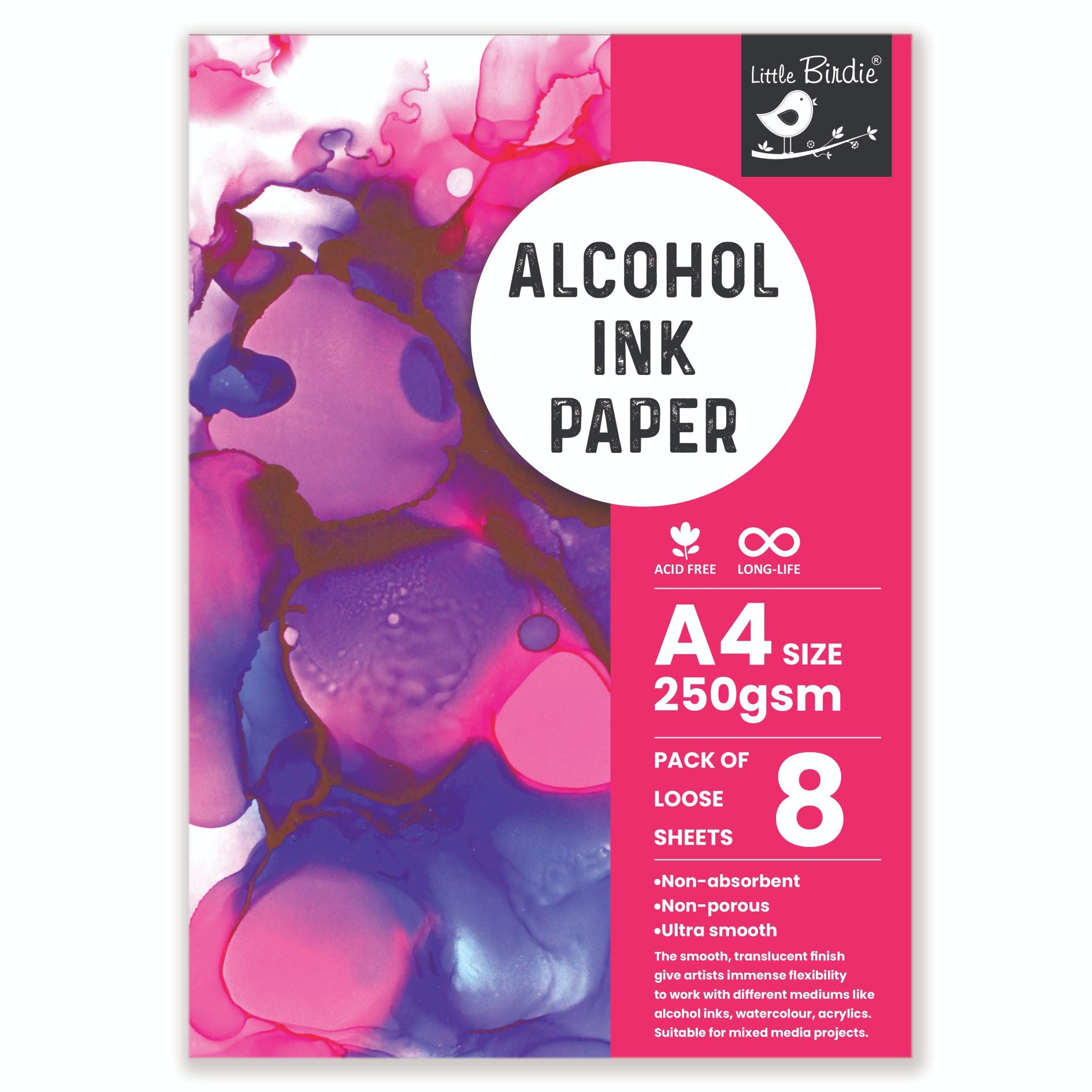 Alcohol Ink Paper A4 Size 250 Gsm Pack Of 8 Sheets Pb Lb