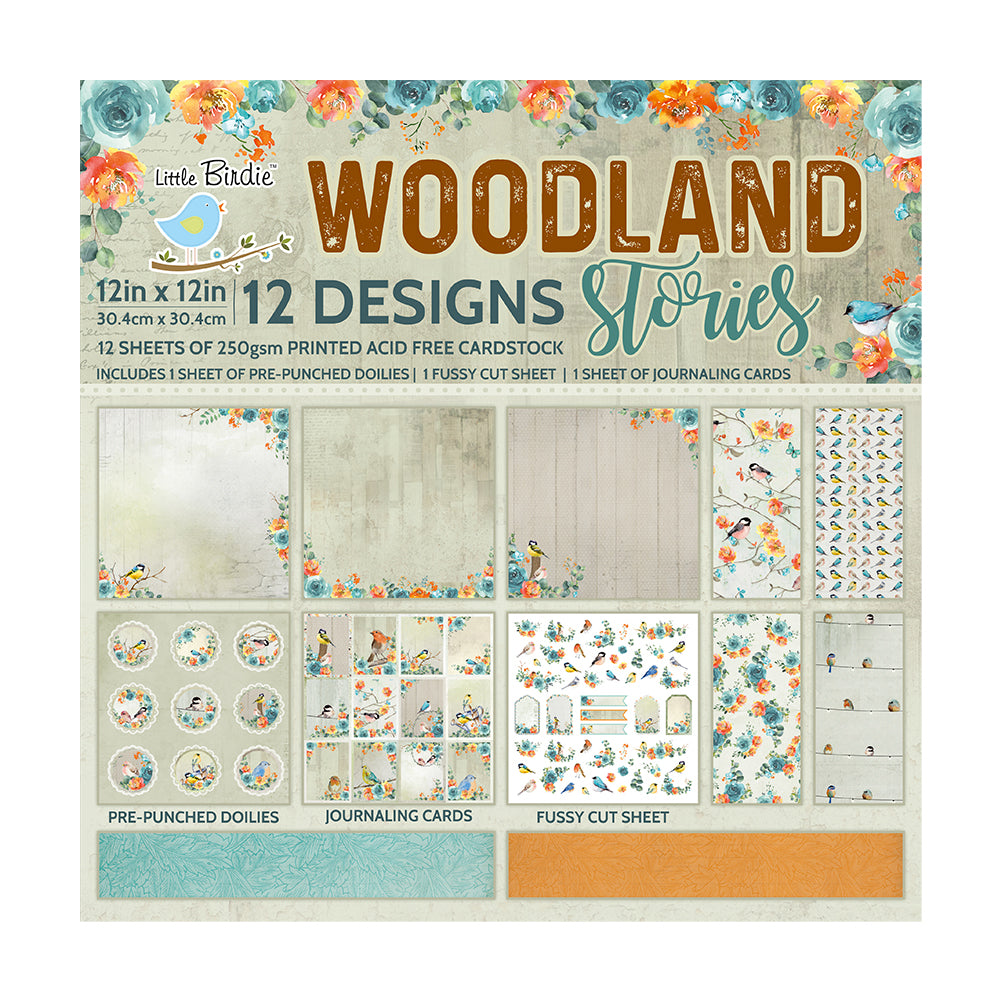 Printed Cardstock Pack 12 x 12, 12 Sheets, 250gsm - Woodland Stories