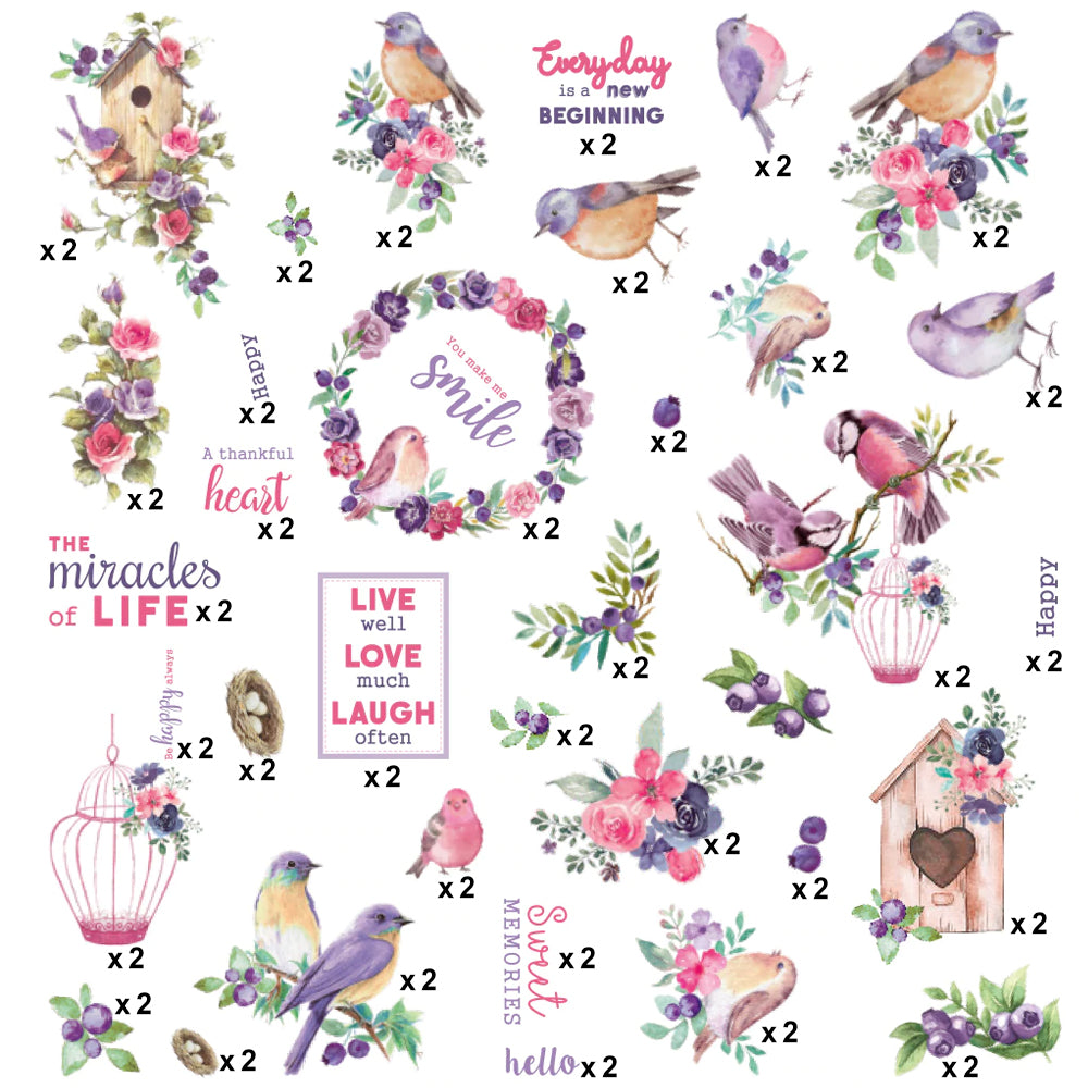 Birds And Berries Ephemera Stickers 70pcs