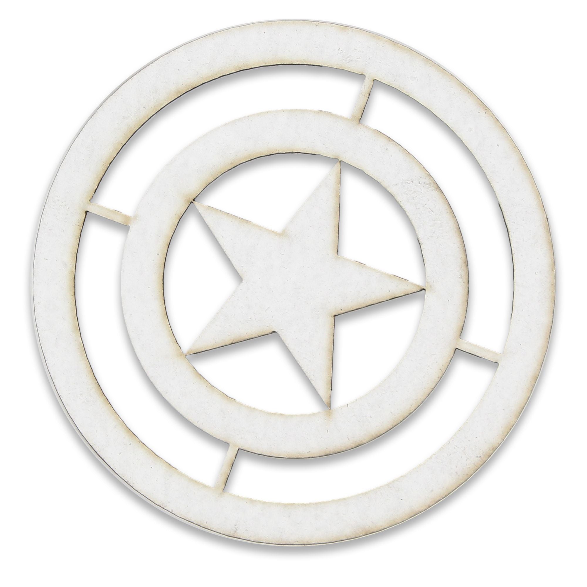 Primed Chipboard 1.5mm -Captain America's Shield, Approx 3.85 x 0.7in,1Pc