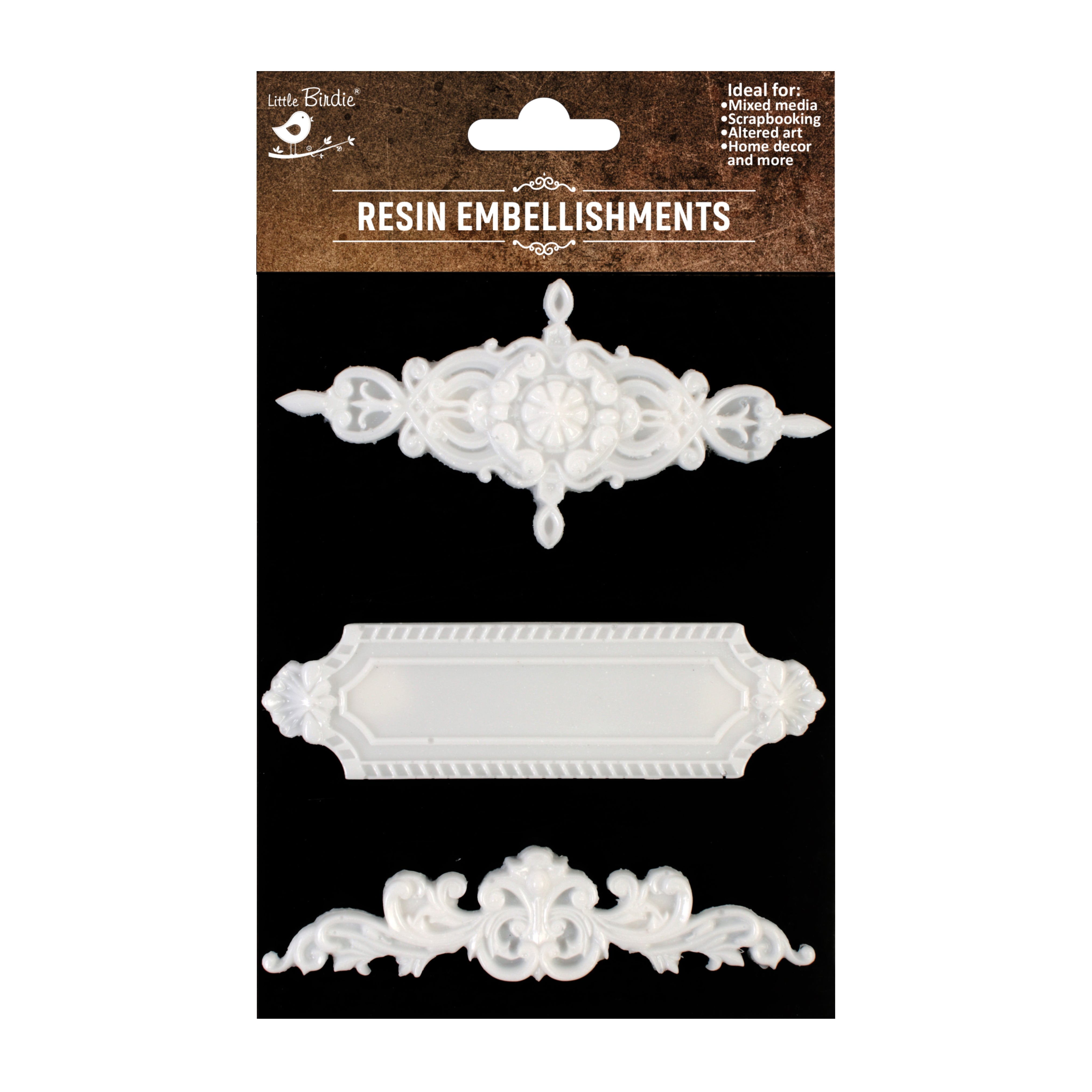 Resin Stickers Ornate Trims 3pc