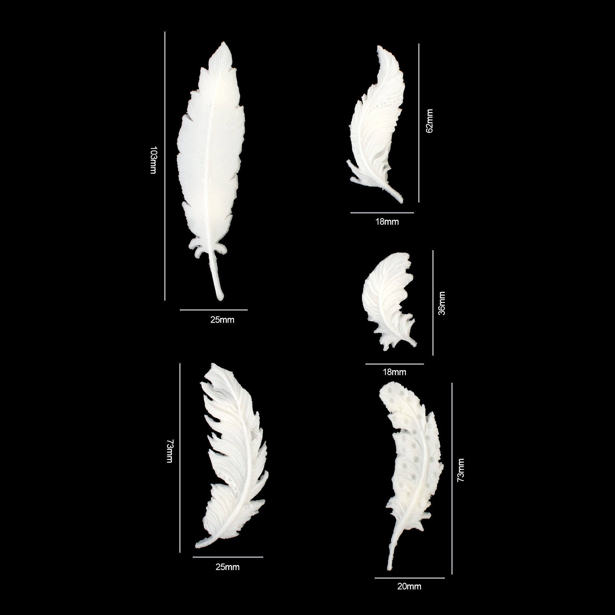 Resin Stickers Feather Finery 5pc