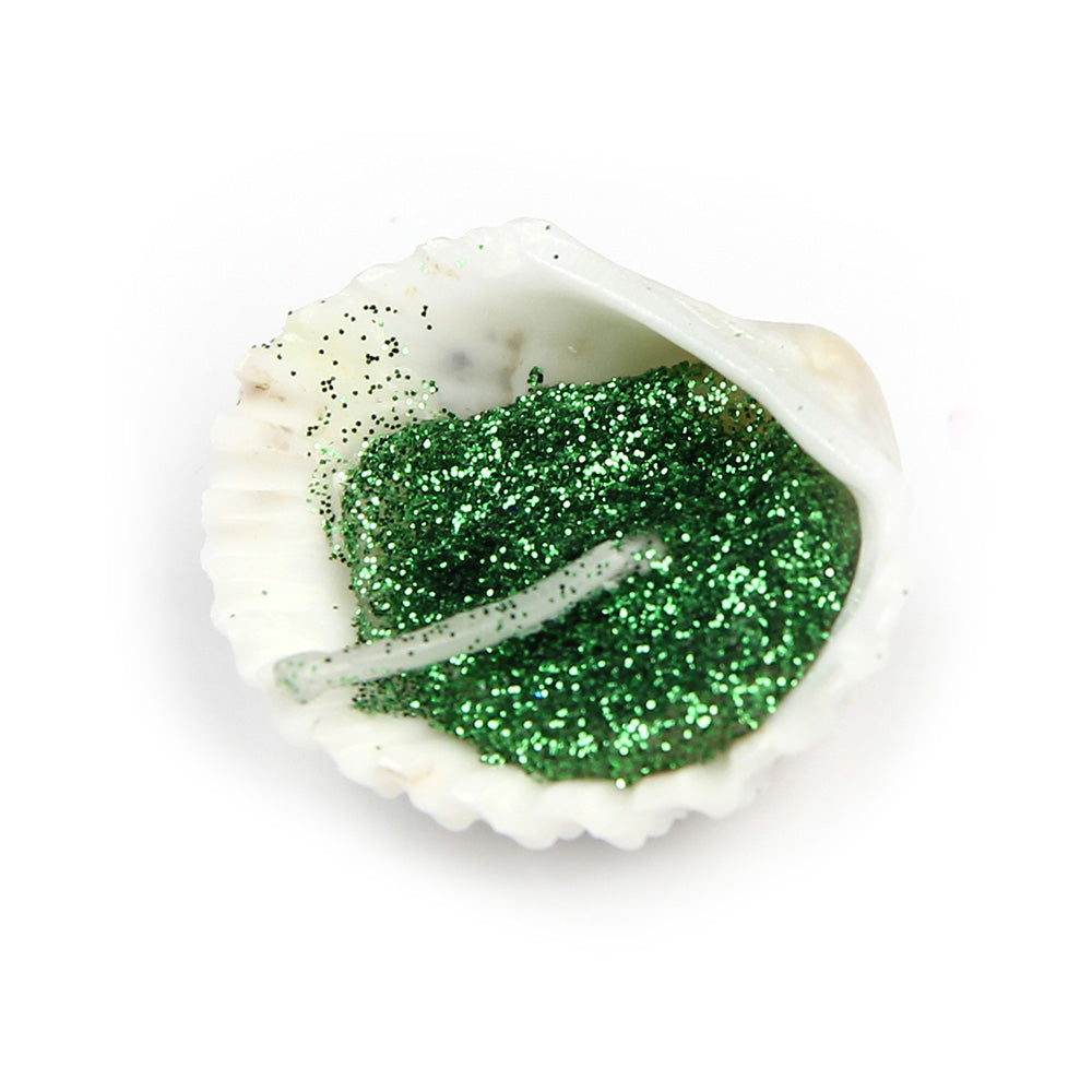 Little Birdie Seashell Glitter Candle Set 9pcs - Green