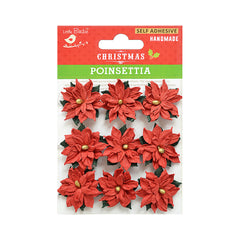 Little Birdie Handmade Flower Christmas Poinsettia - Red, 9pc