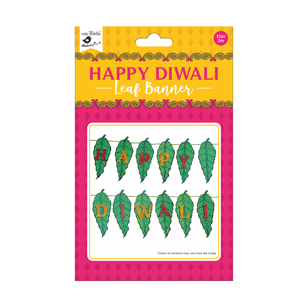 Little Birdie Happy Diwali Leaf Toran, 12pc with 2mt Thread, 1 Pack
