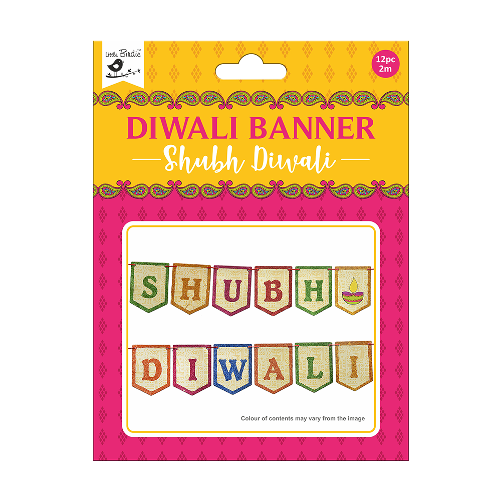 Little Birdie Shubh Diwali Toran 12pc with 2mt Thread, 1 Pack