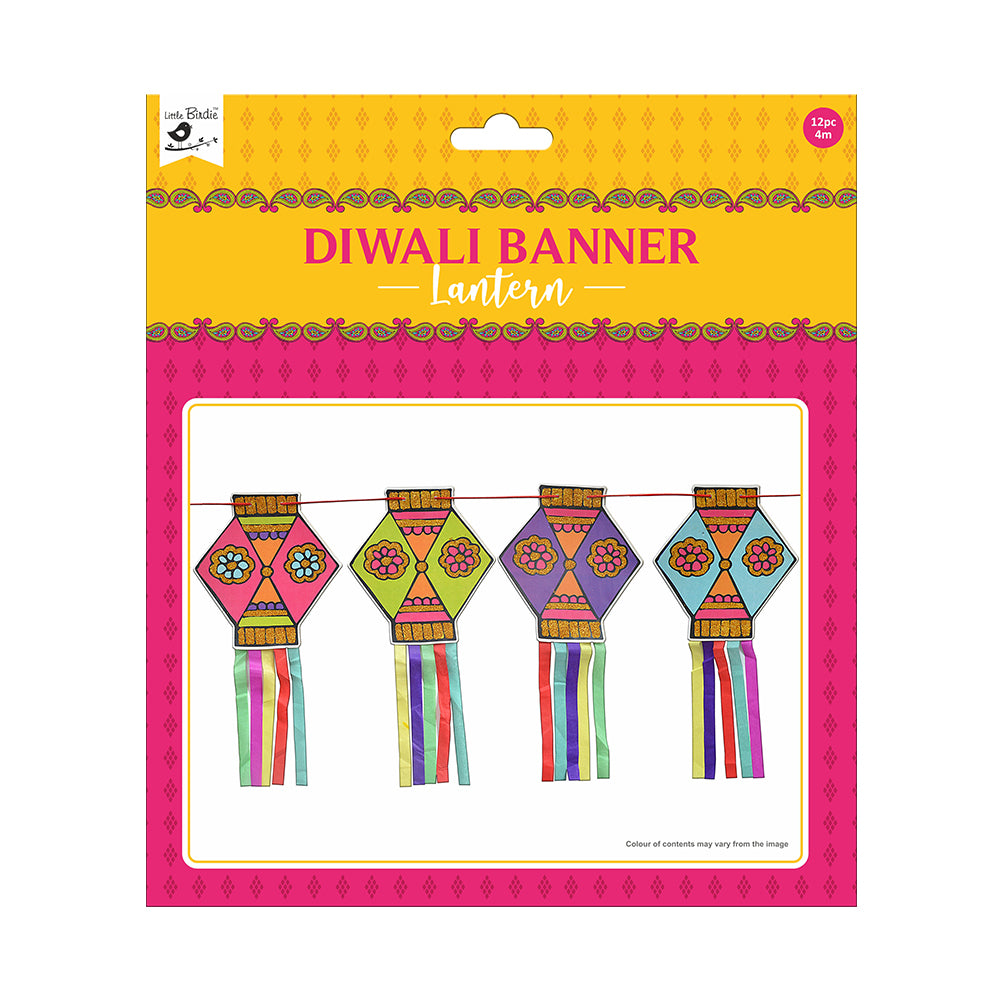 Little Birdie Diwali Banner Lantern - 12pc with 4mt Thread, 1Pack