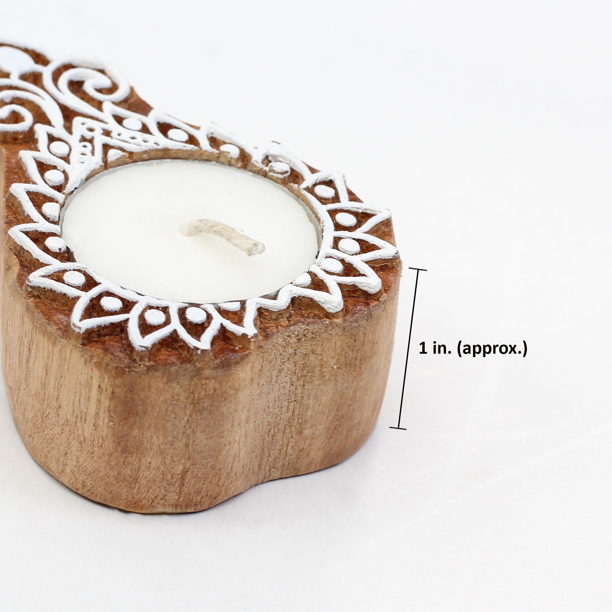 Wooden Printing Block & Candle Holder- Ethnic Flora