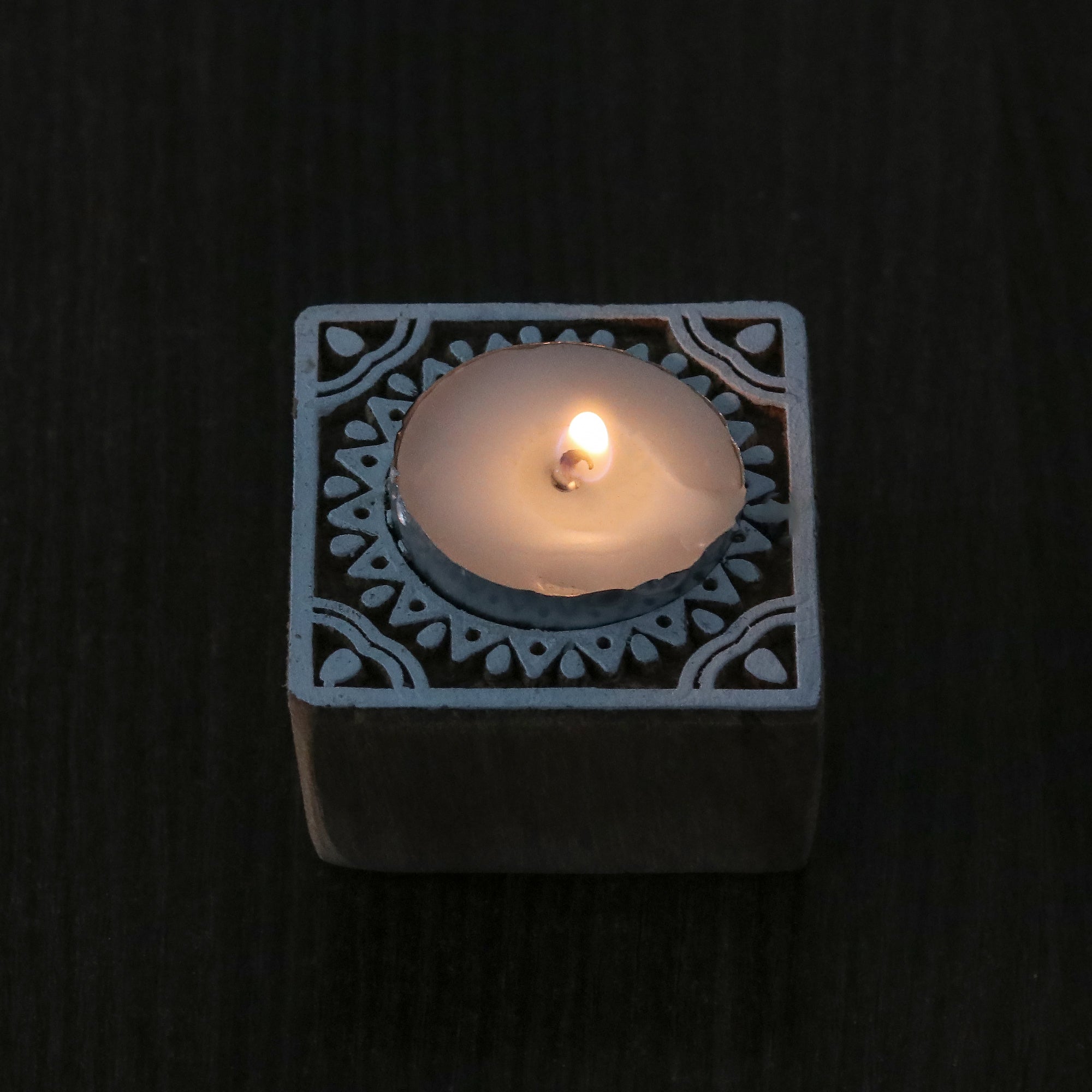 Wooden Printing Block & Candle Holder- Charming Mandala