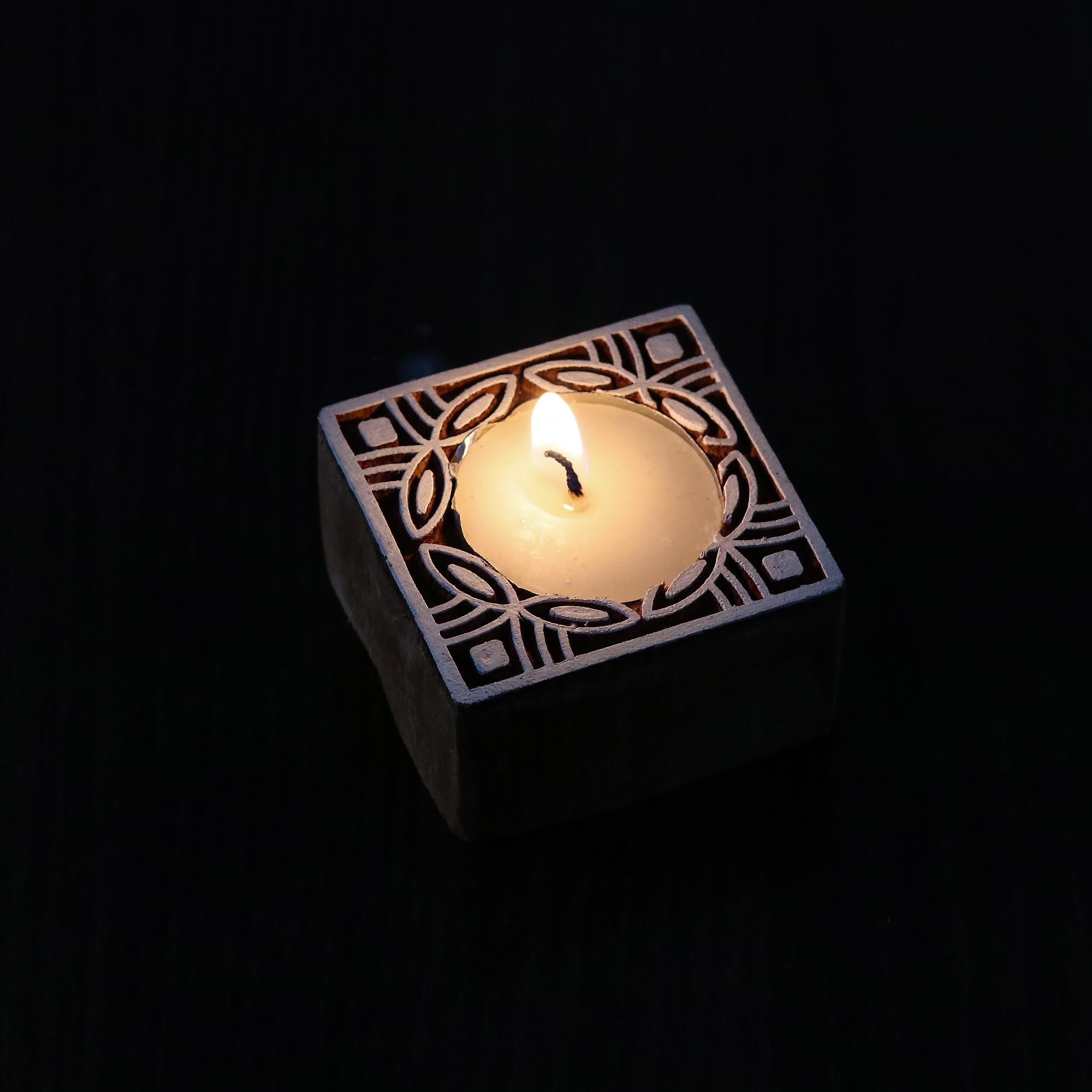 Wooden Printing Block & Candle Holder- Mandala Allure