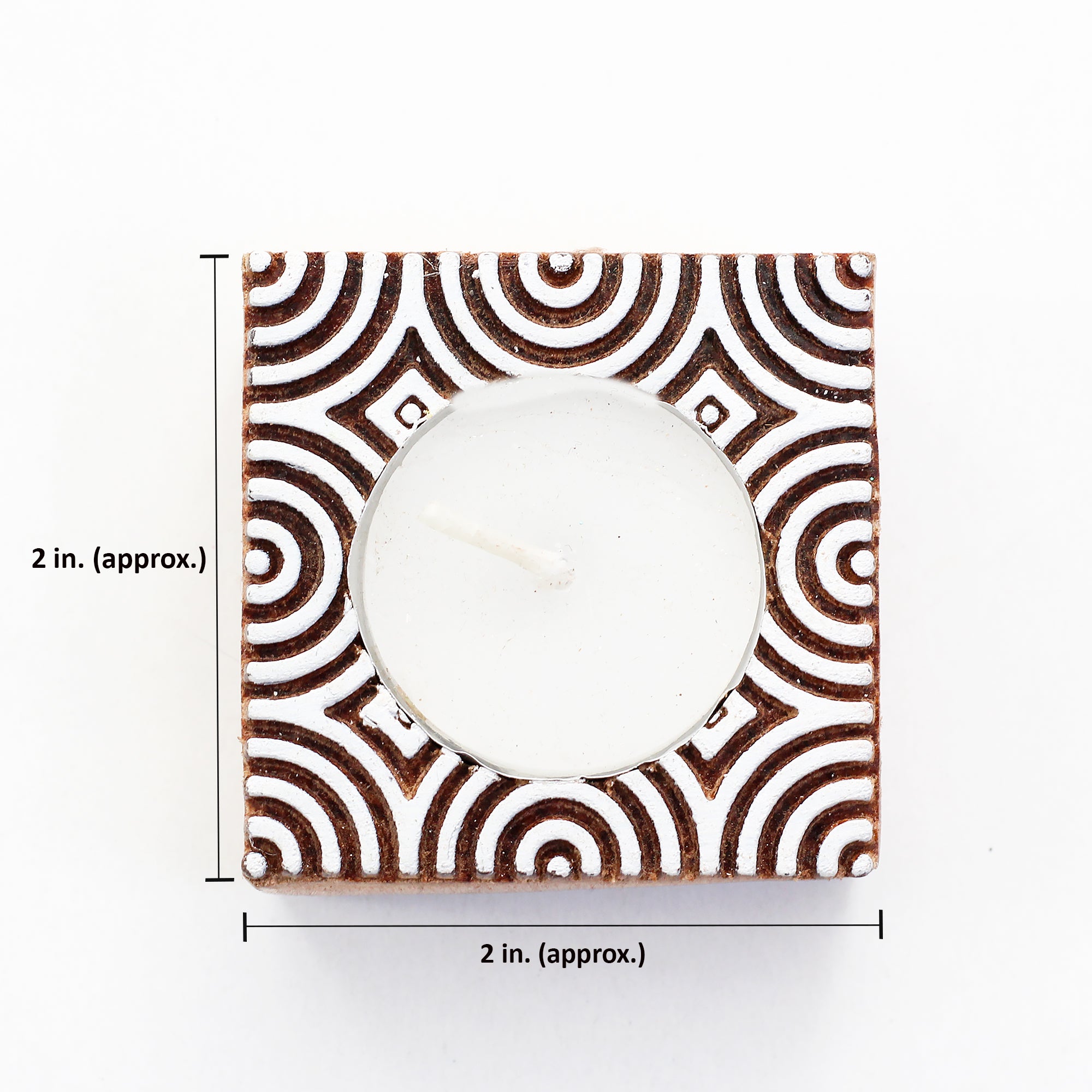 Wooden Printing Block & Candle Holder- Concentric Circles
