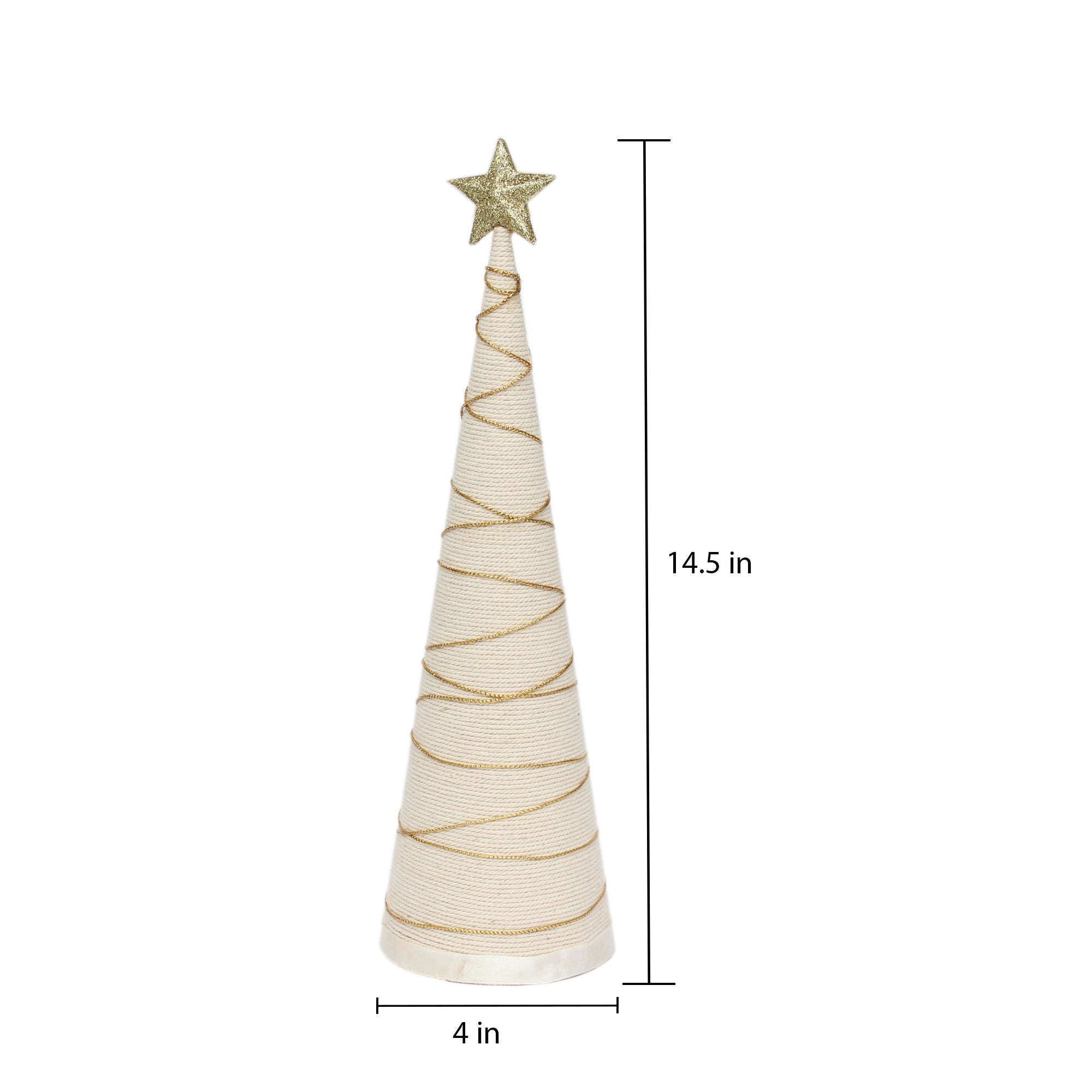 Handmade Conical Christmas Tree - Cotton Thread, Height 14.5 X Width 4inch, 1pc