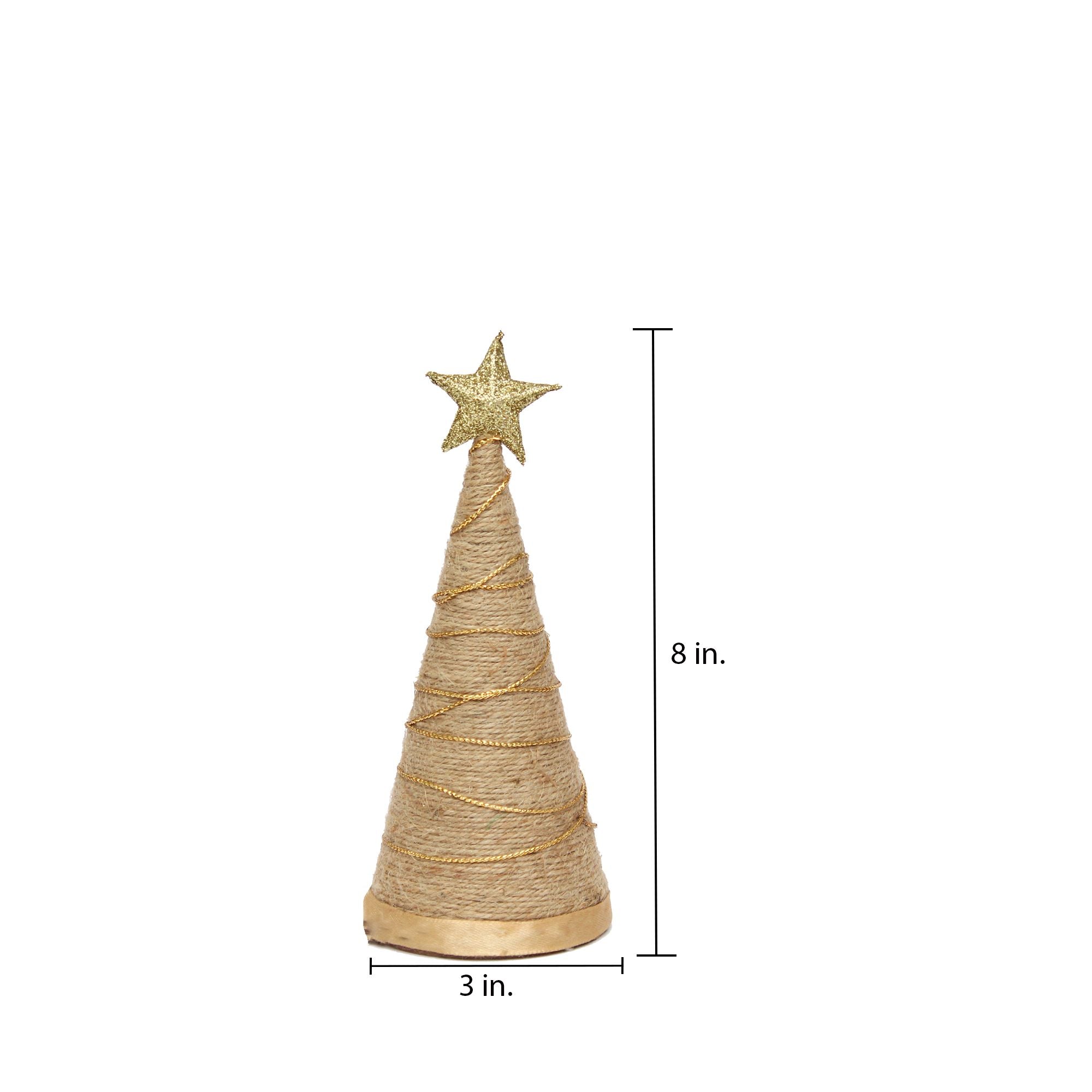 Handmade Conical Christmas Jute Tree - Height 8 X Width 3inch, 1pc