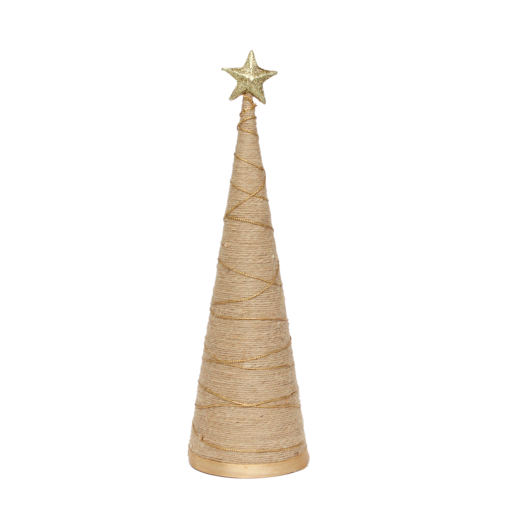 Handmade Conical Christmas Jute Tree - Height 14.5 X Width4inch, 1pc