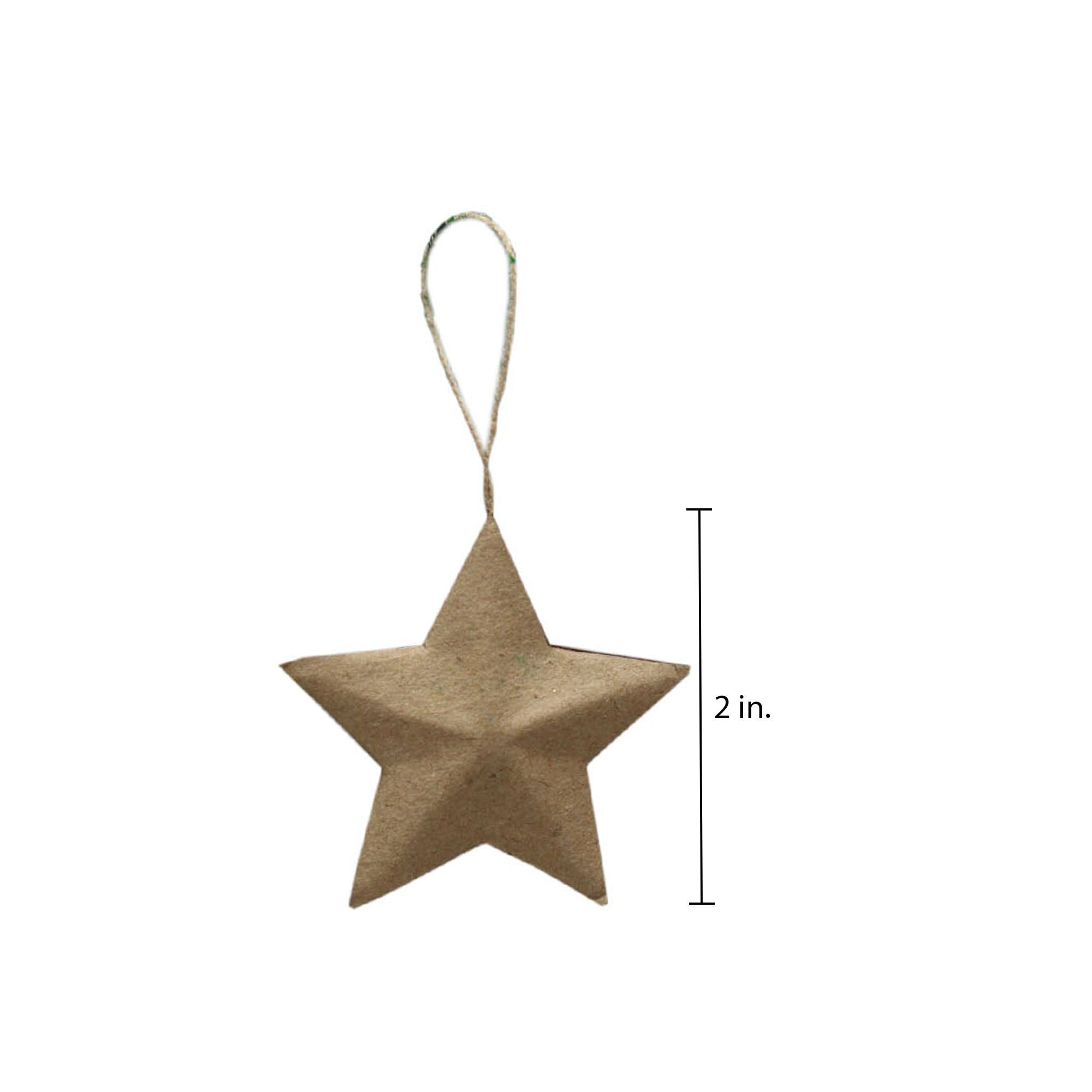 Handmade Christmas Ornaments - 3D Kraft Star, 2inch, 8pc