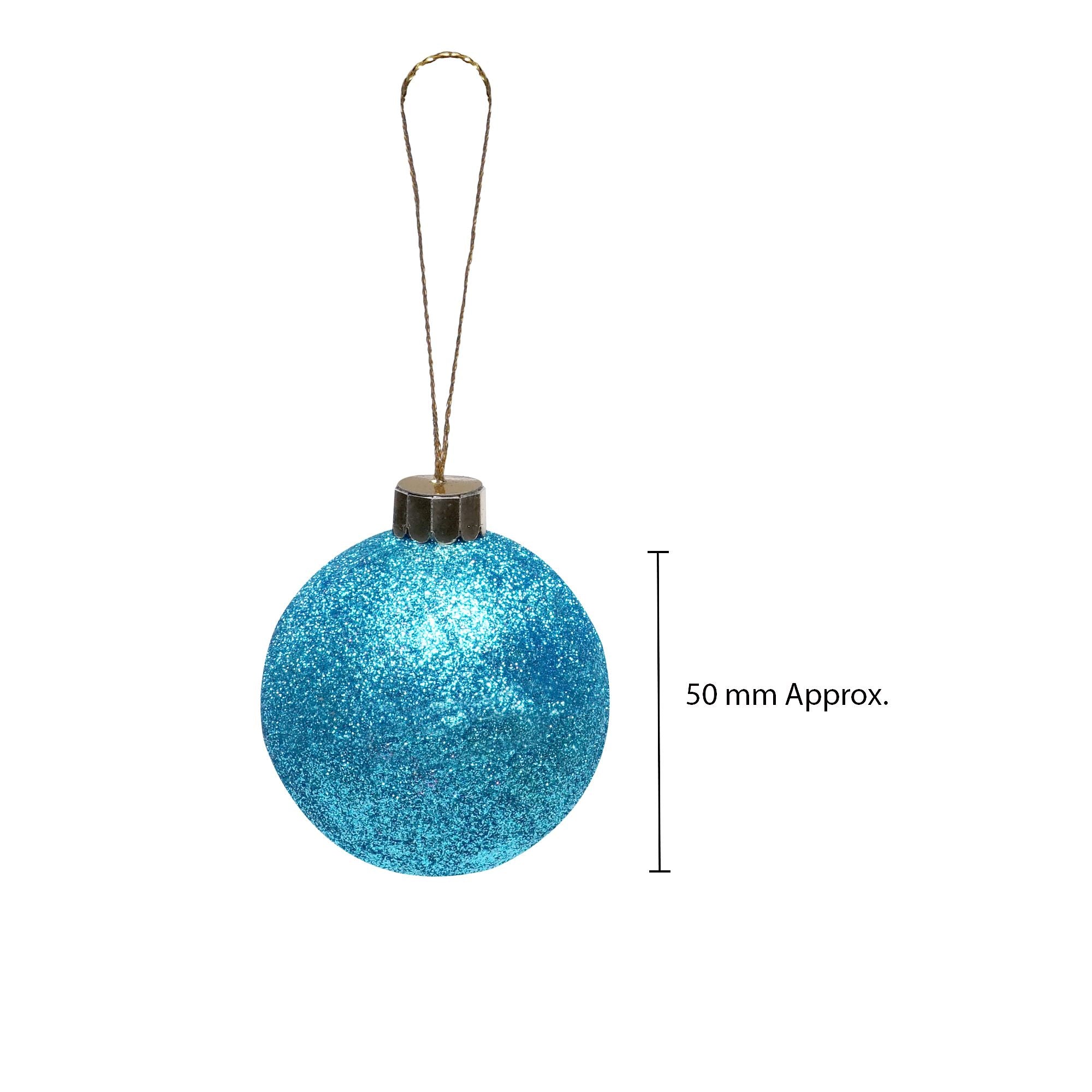 Handmade Christmas Ornaments - Glitter Baubles, 50mm, Blue, 8pc