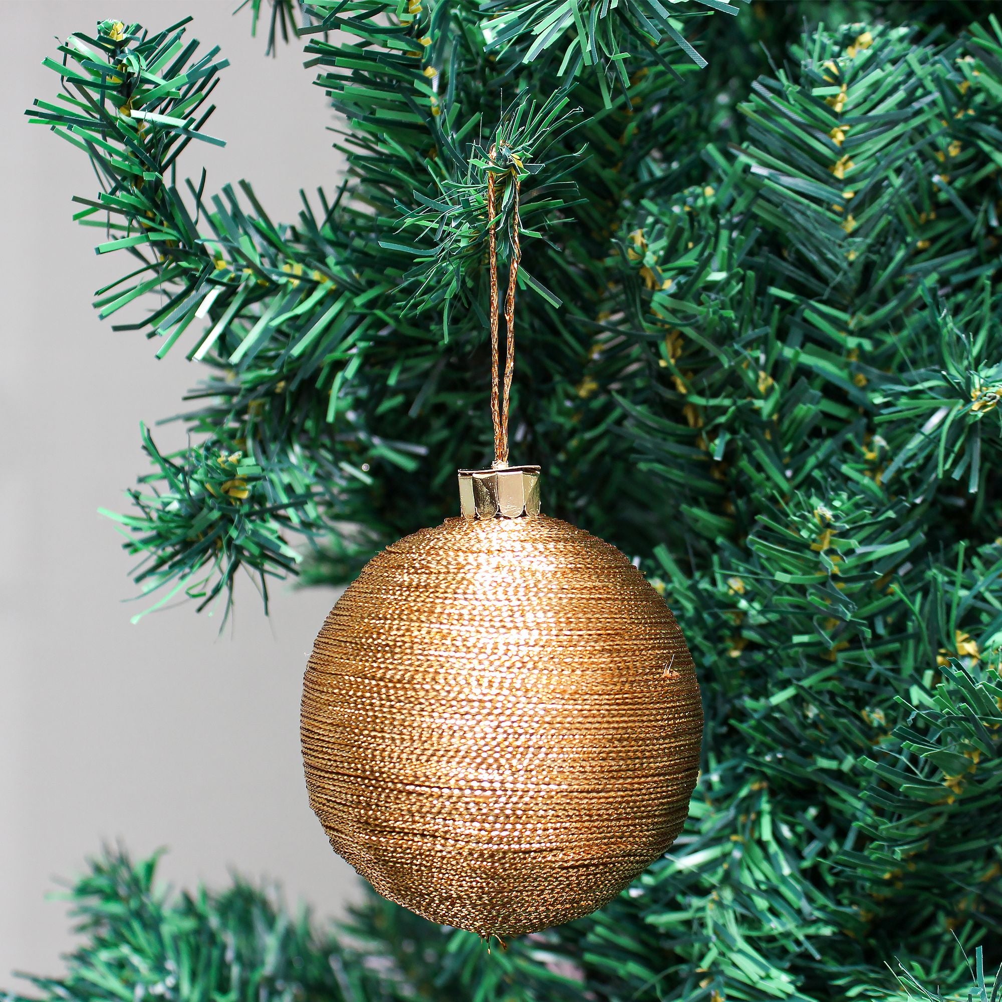 Handmade Christmas Ornaments -Lurex Baubles, 60mm, Gold, 4pc