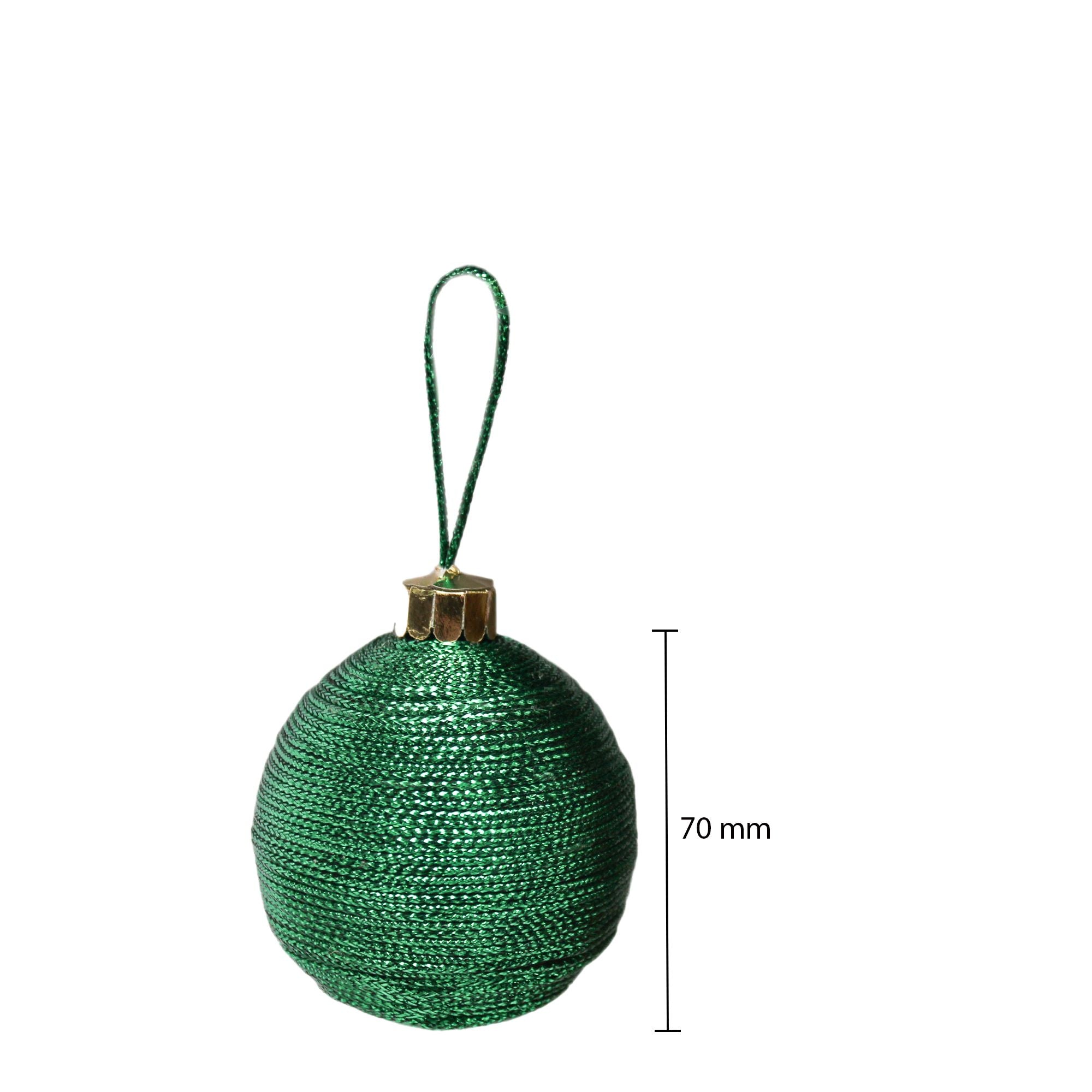 Handmade Christmas Ornaments - Lurex Baubles, 70mm, Green, 2pc