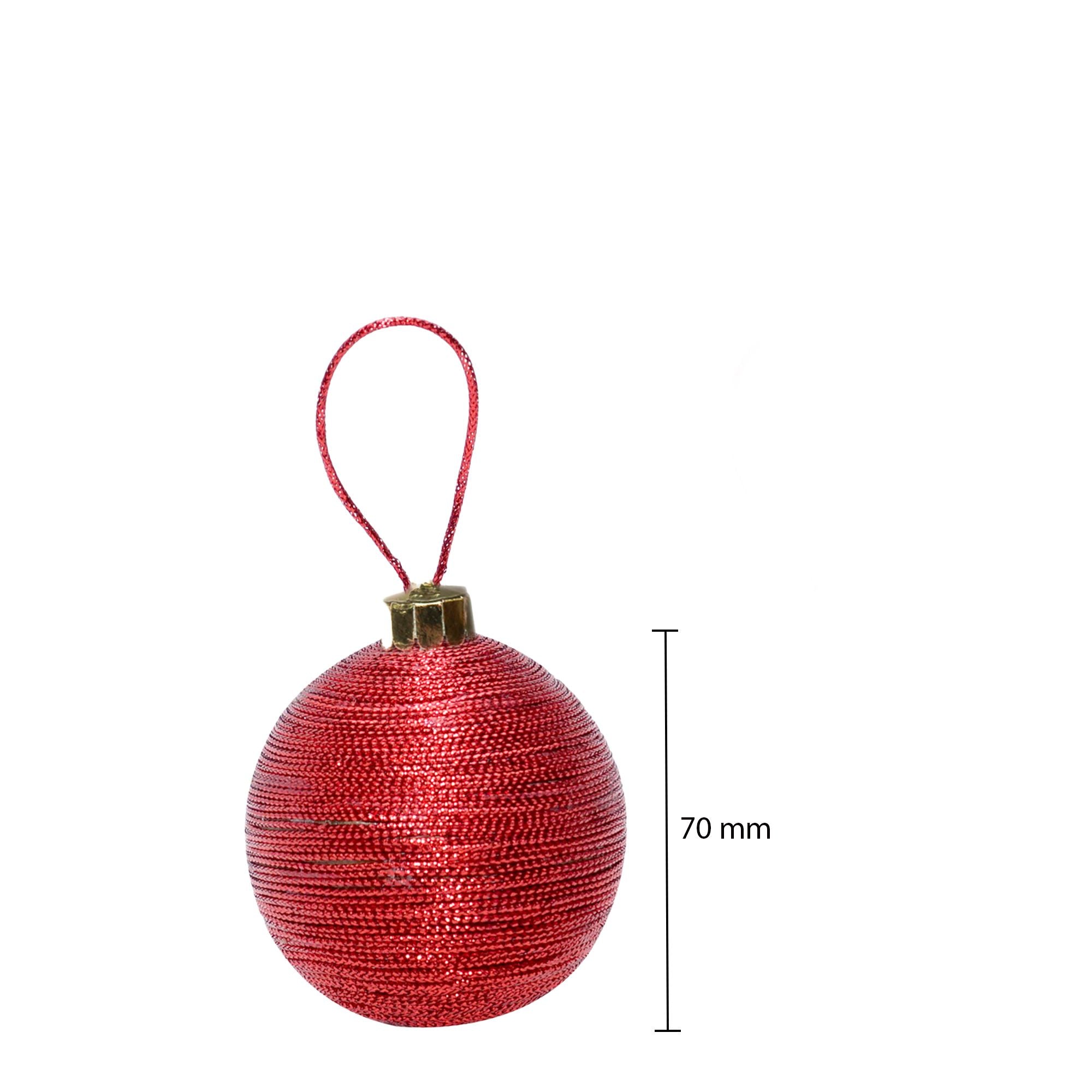 Handmade Christmas Ornaments - Lurex Baubles, 70mm, Red, 2pc