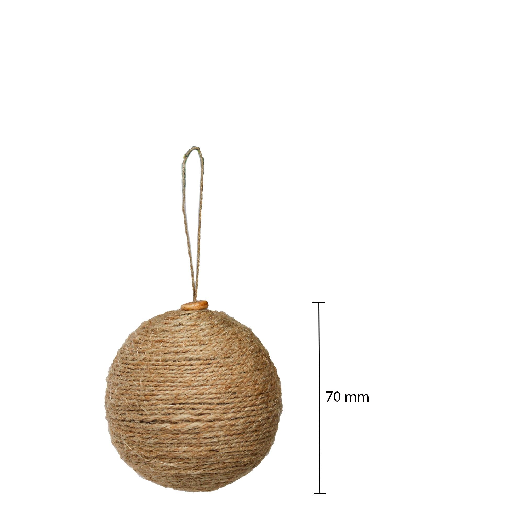 Handmade Christmas Ornaments - Jute Baubles, 70mm, Natural, 2pc