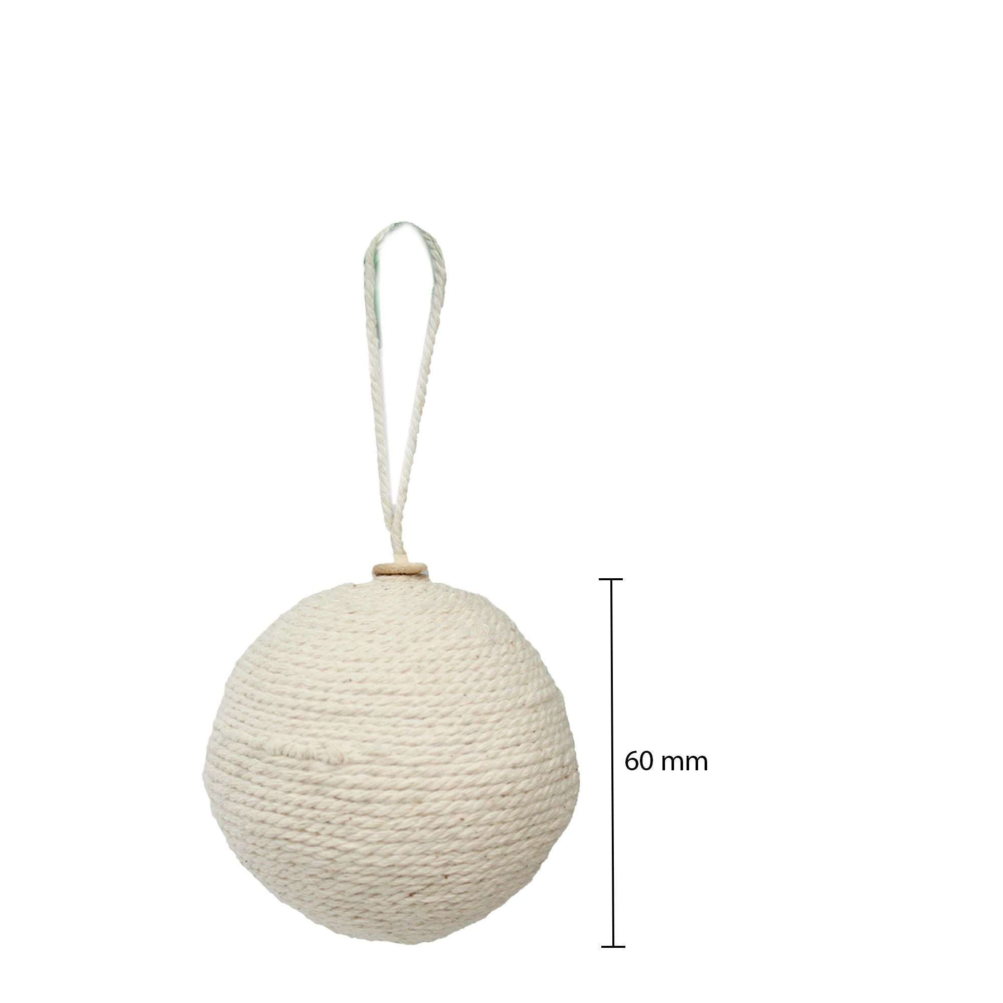Handmade Christmas Ornaments - Cotton Thread Baubles, 60mm, 4pc