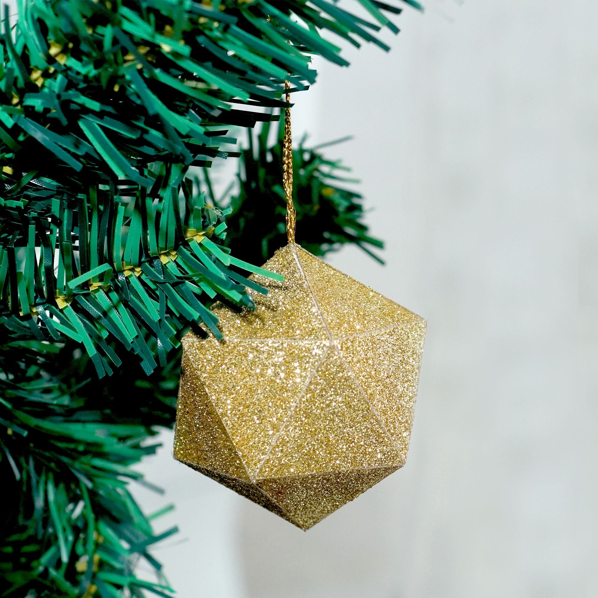 Handmade Christmas Trapezoid Hanging Glitter Ornaments, 65mm, Gold, 4pc