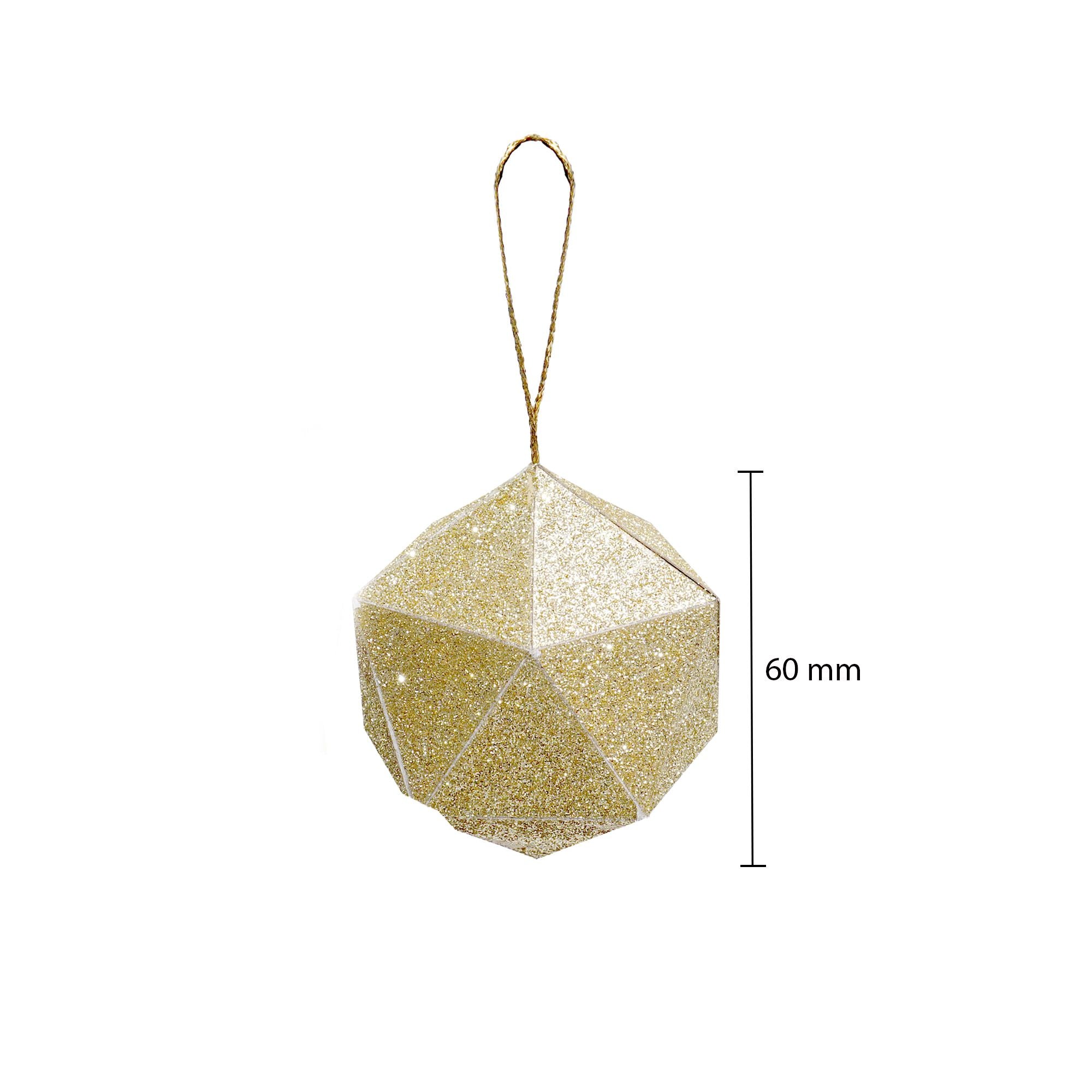 Handmade Christmas Trapezoid Hanging Glitter Ornaments, 60mm, Gold, 6pc