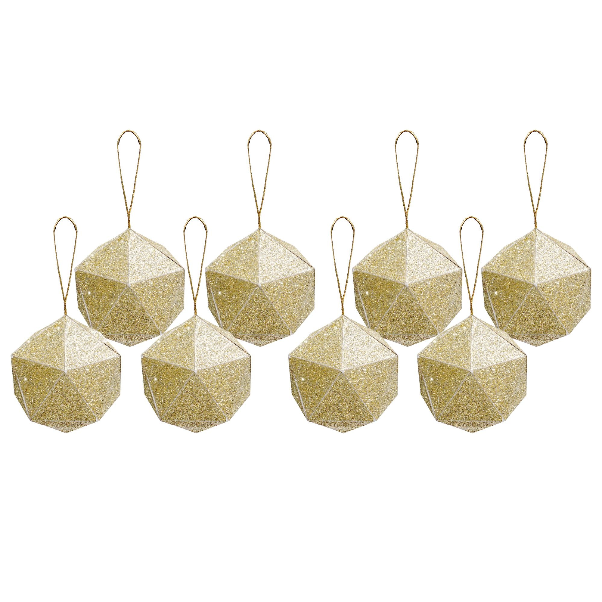 Handmade Christmas Trapezoid Hanging Glitter Ornaments, 45mm, Gold, 8pc
