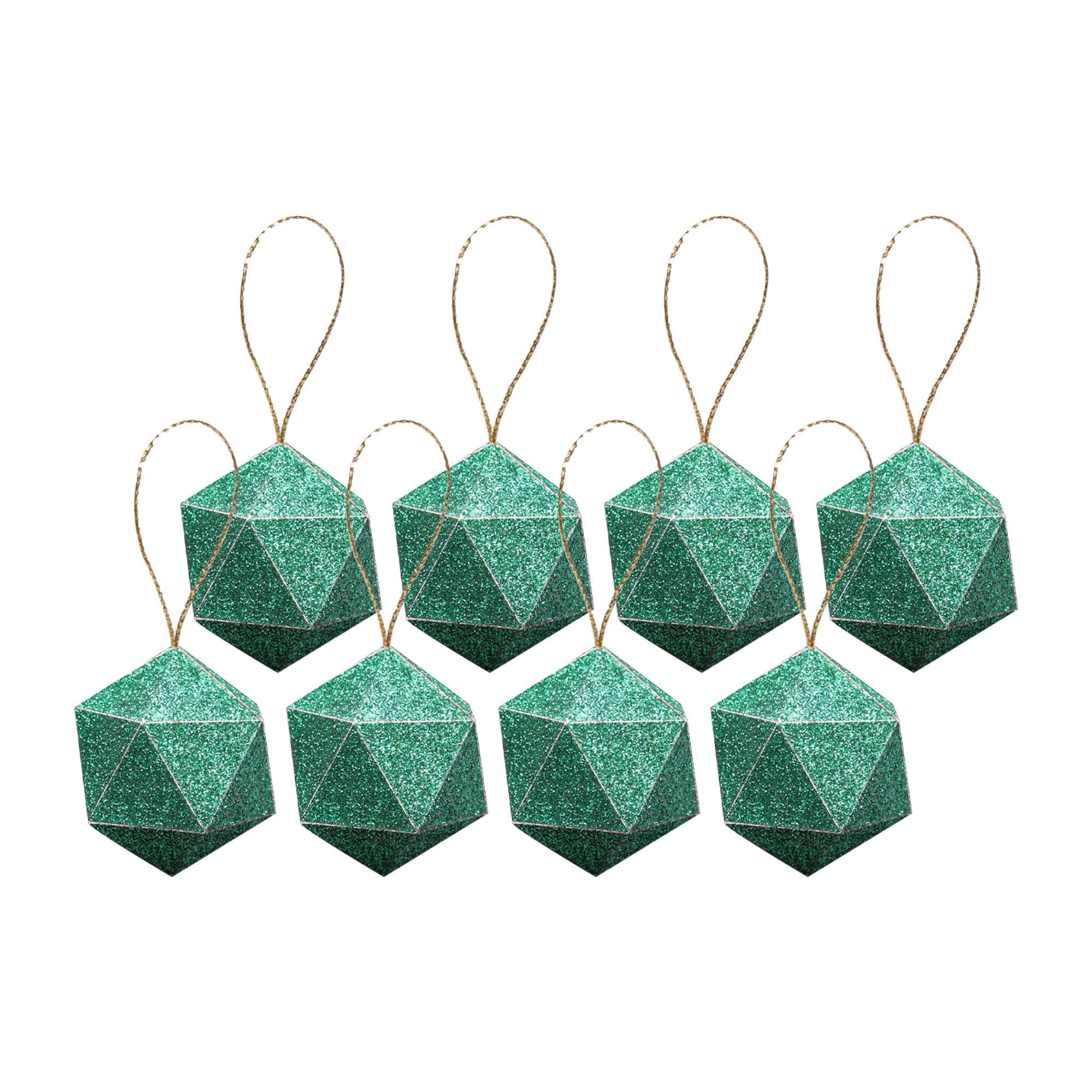 Handmade Christmas Trapezoid Hanging Glitter Ornaments, 45mm, Green, 8pc