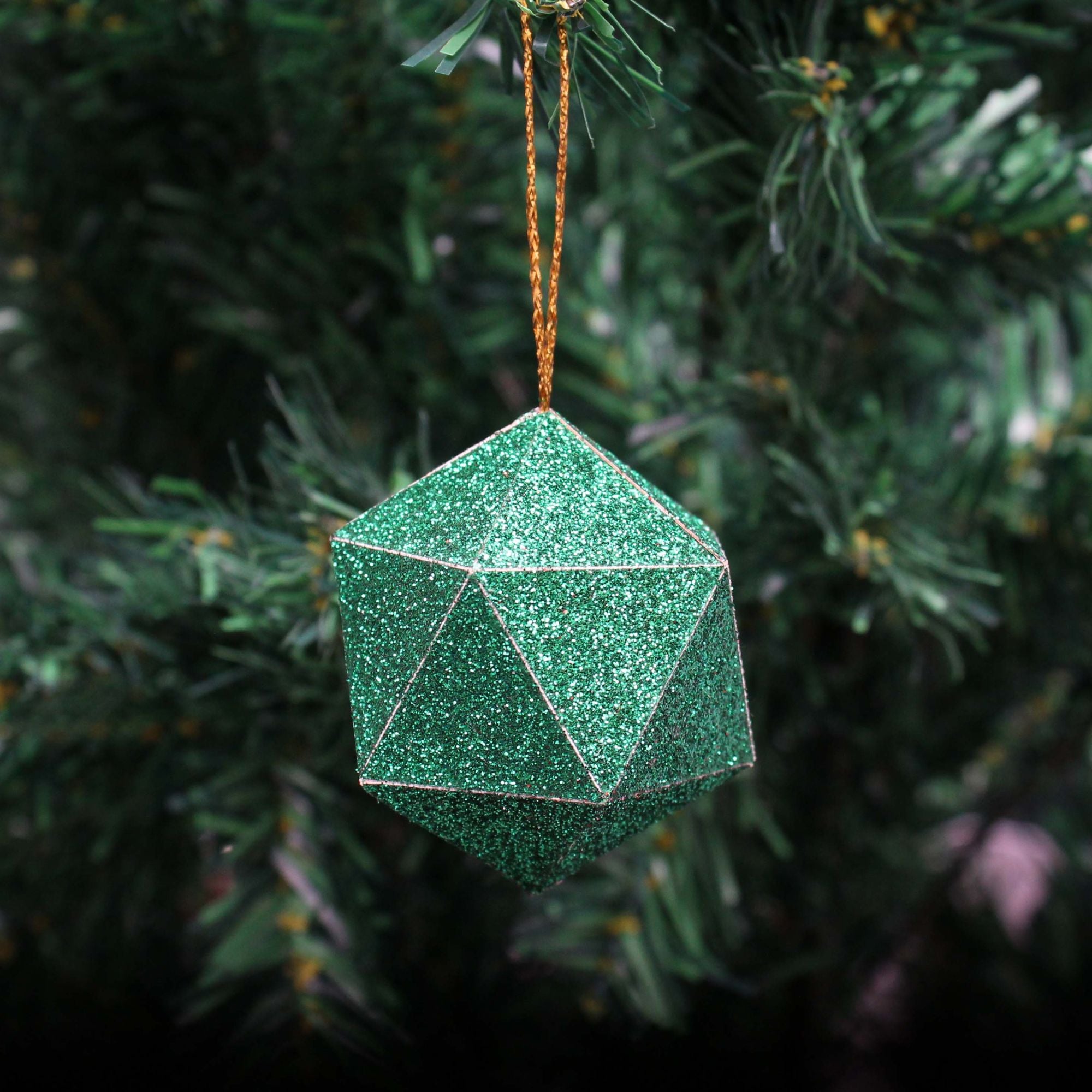 Handmade Christmas Trapezoid Hanging Glitter Ornaments, 45mm, Green, 8pc
