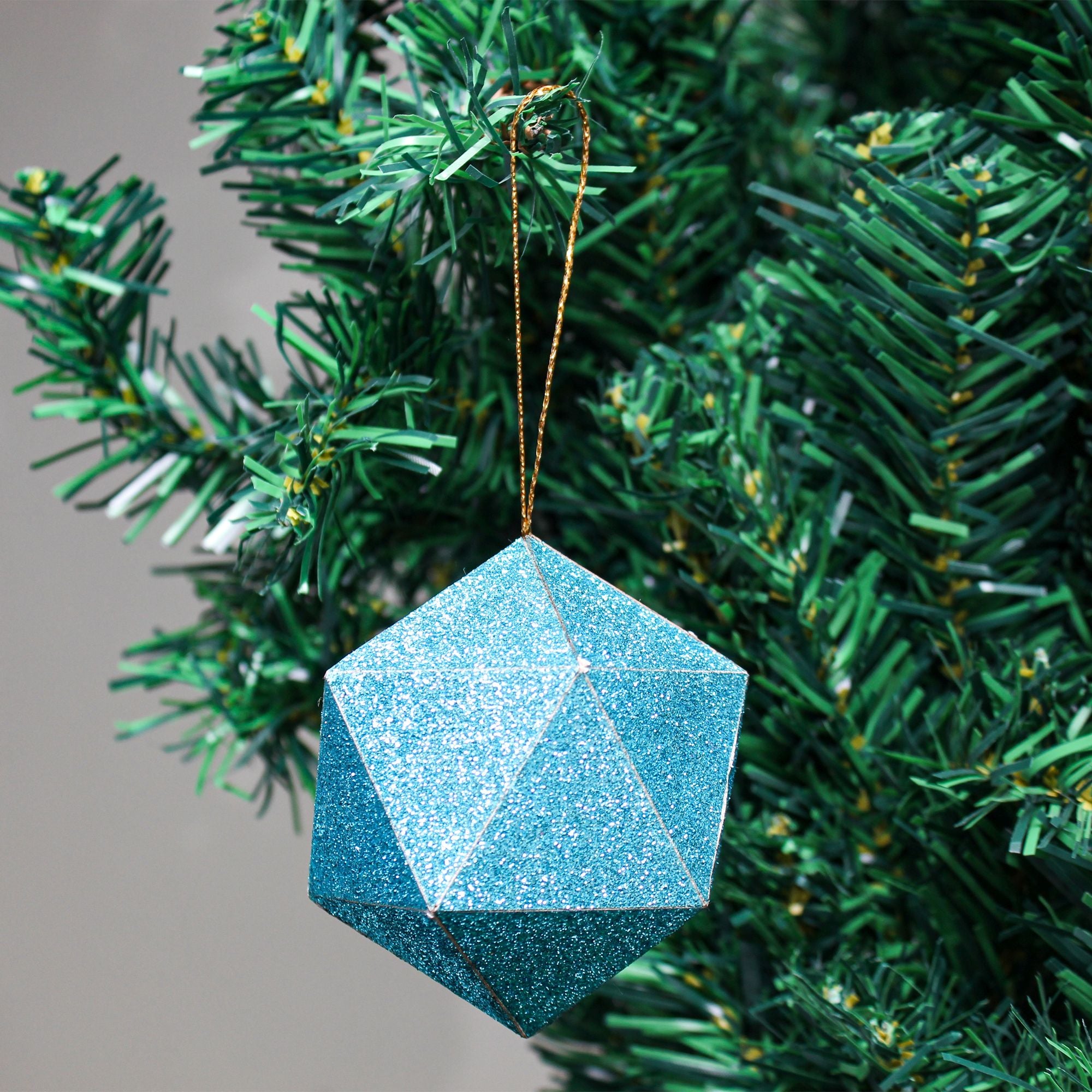 Handmade Christmas Trapezoid Hanging Glitter Ornaments, 65mm, Blue, 4pc
