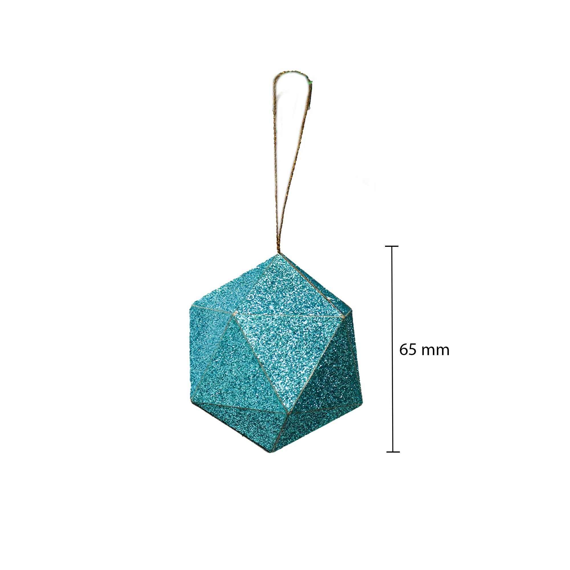 Handmade Christmas Trapezoid Hanging Glitter Ornaments, 65mm, Blue, 4pc