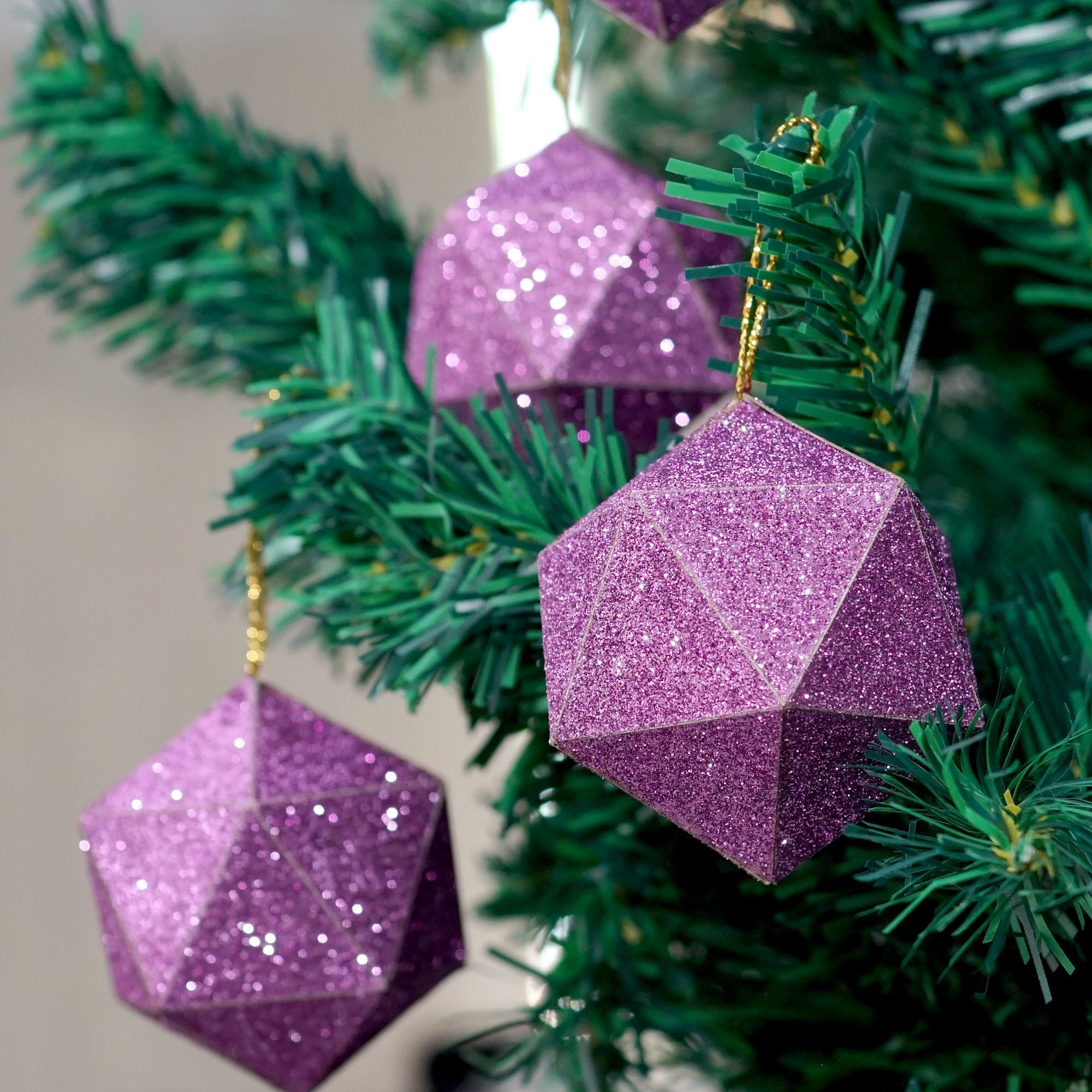 Handmade Christmas Trapezoid Hanging Glitter Ornaments, 65mm, Purple, 4pc
