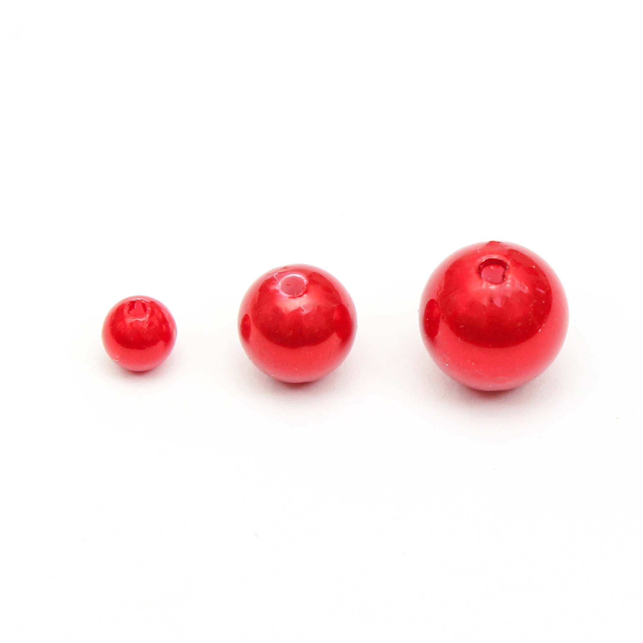 Christmas Elements - Red Pearl Beads, Assorted Size, 6mm,10mm,12mm, 30g