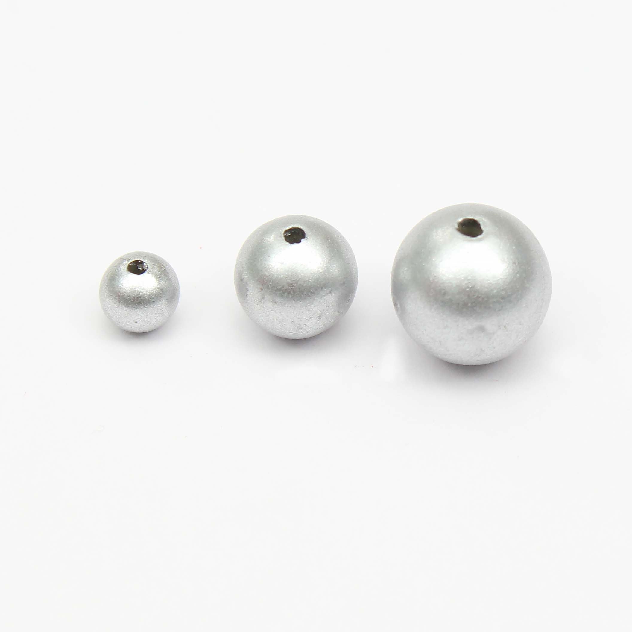 Christmas Elements - Silver Pearl Beads, Assorted Size -10mm,12mm, 30g