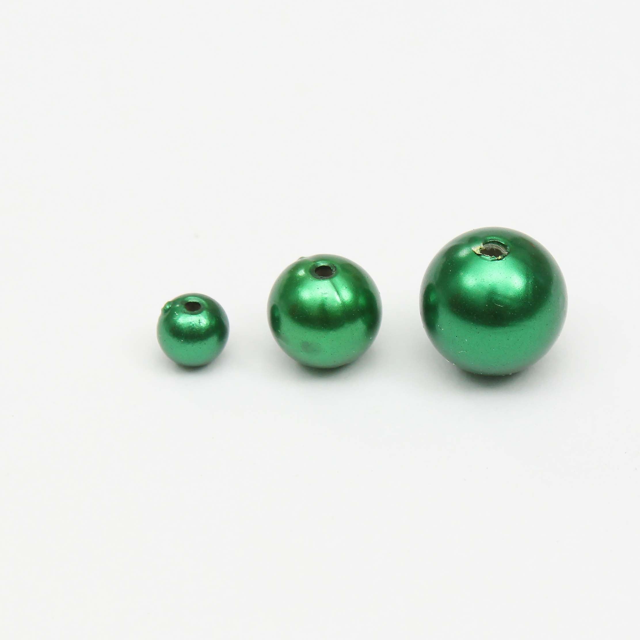 Christmas Elements - Green Pearl Beads, Assorted Size - 6mm,10mm,12mm, 30g