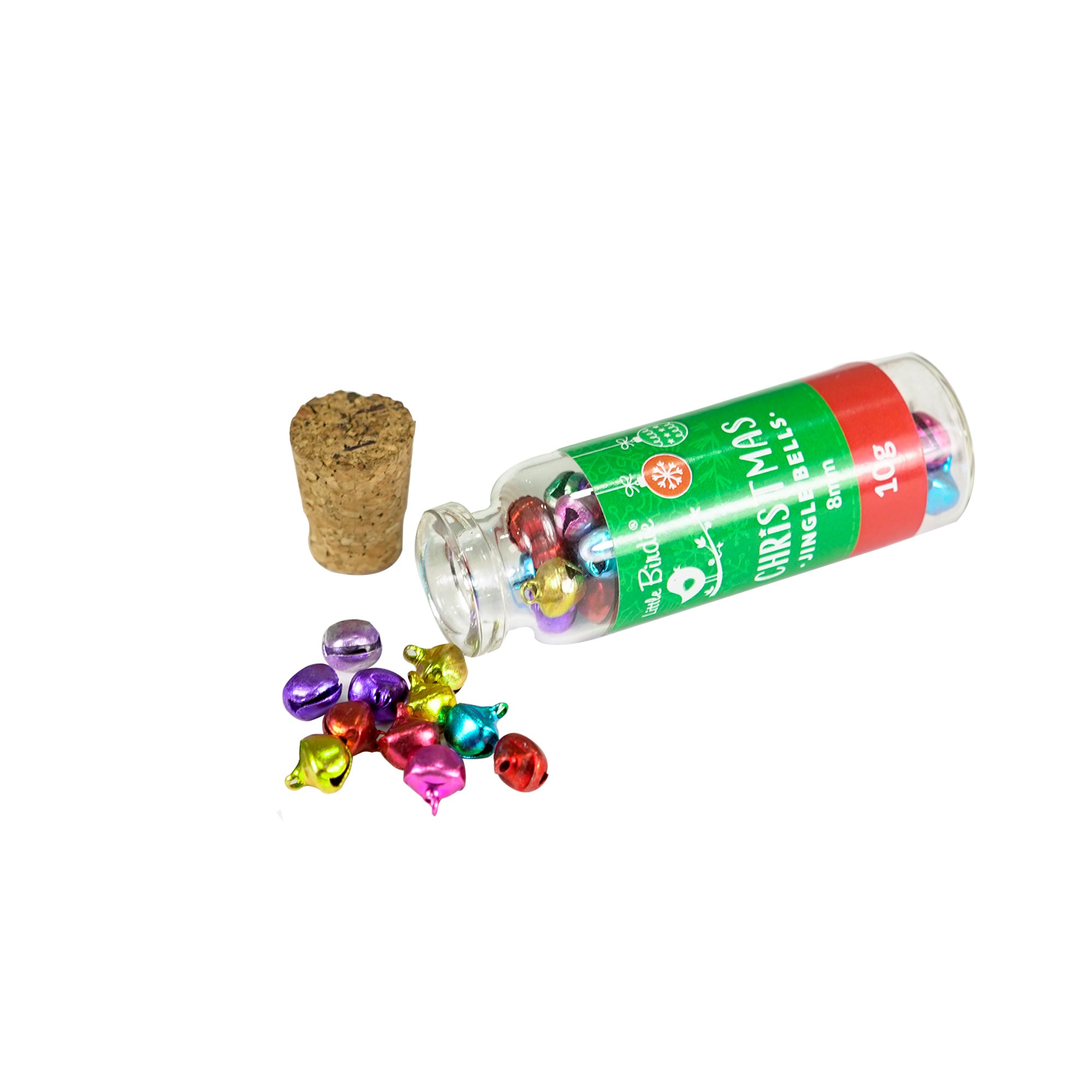 Christmas Jingle Bells - 8mm, Assorted colours, 10g Bottle