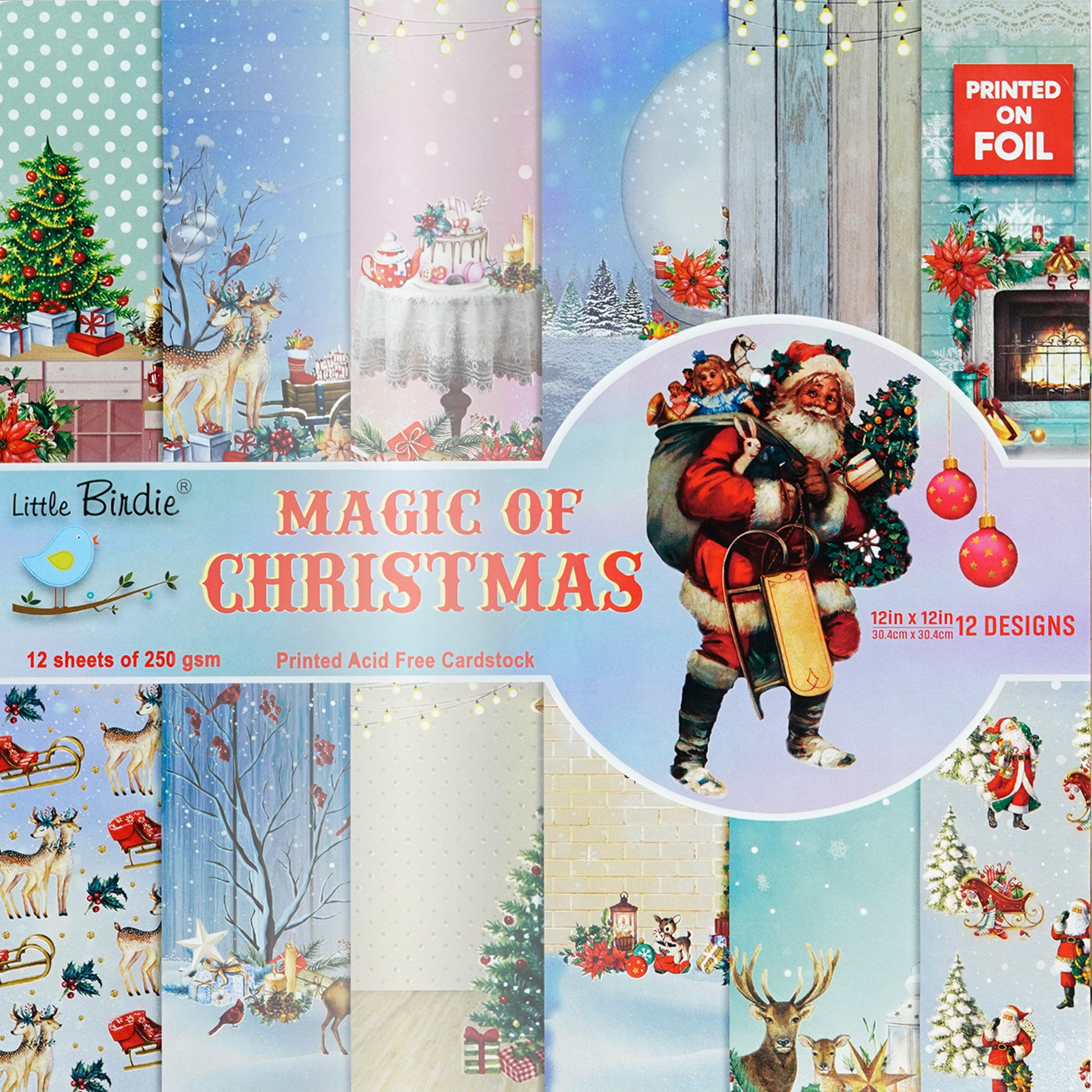 Foil Printed Paper Pack Magic of Christmas 12 X 12inch 250gsm 12Sheet