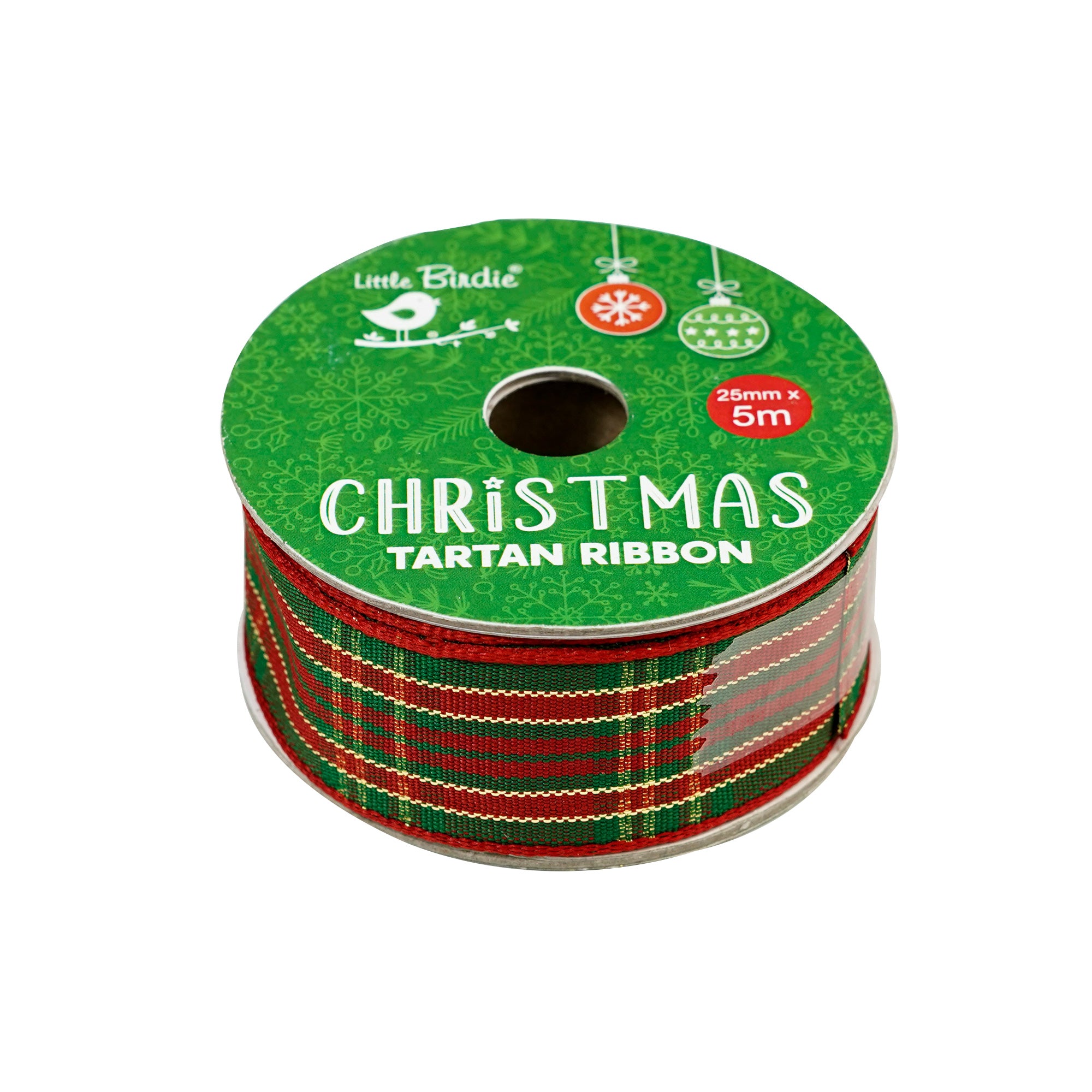 Christmas Tartan Ribbon - 25mm, 5mtr