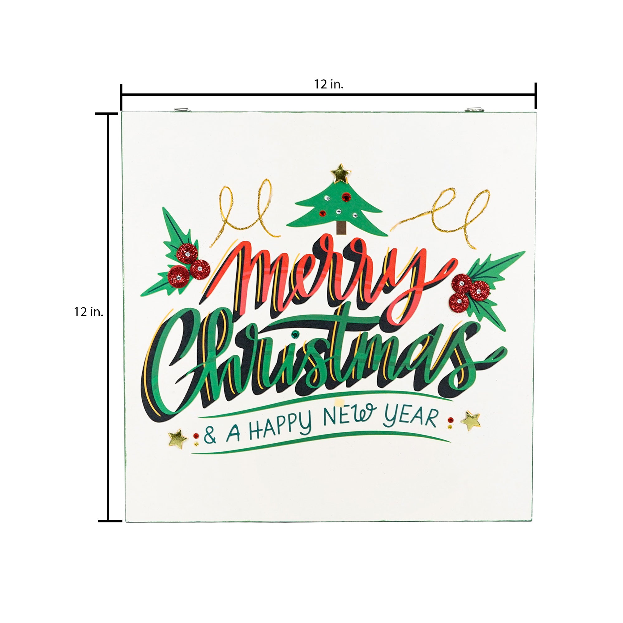 Christmas Home Decor MDF Panel 12mm - Seasons Greetings, 12 X 12inch, 1pc