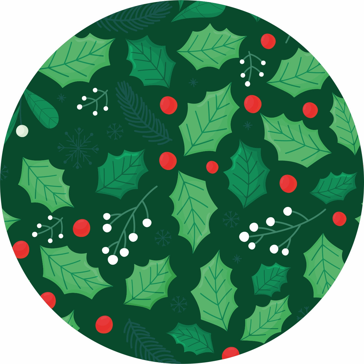 Foil Printed Christmas Coaster - 4inch dia, Holly Berries, 12pc