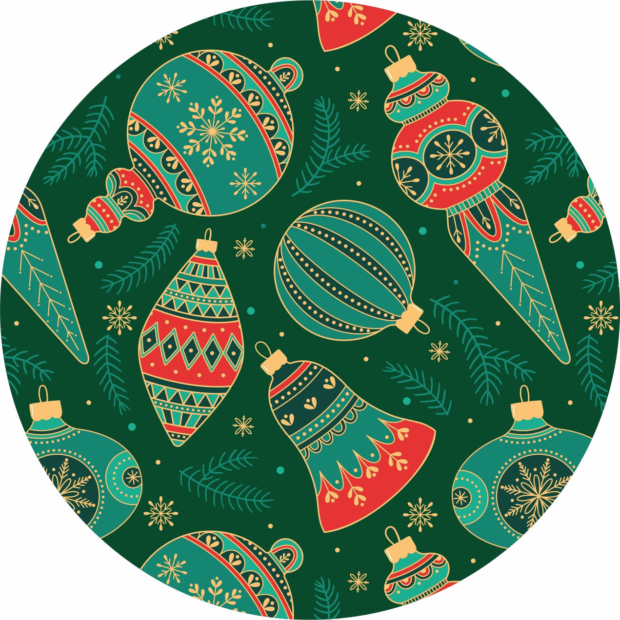 Foil Printed Christmas Coaster - 4inch dia, Christmas Ornaments, 12pc